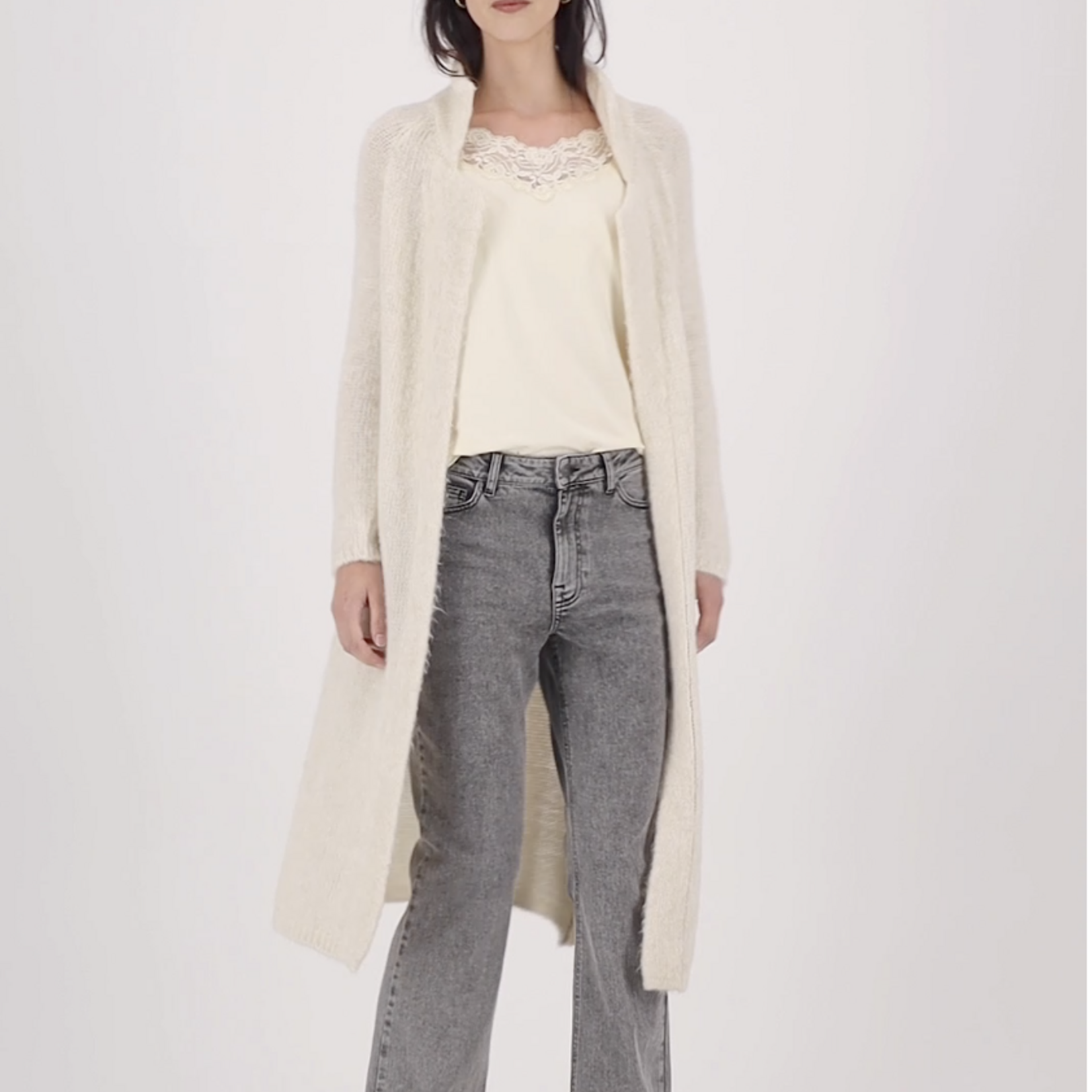 ZUSSS ZUSSS - Lang vest met reverkraag zand