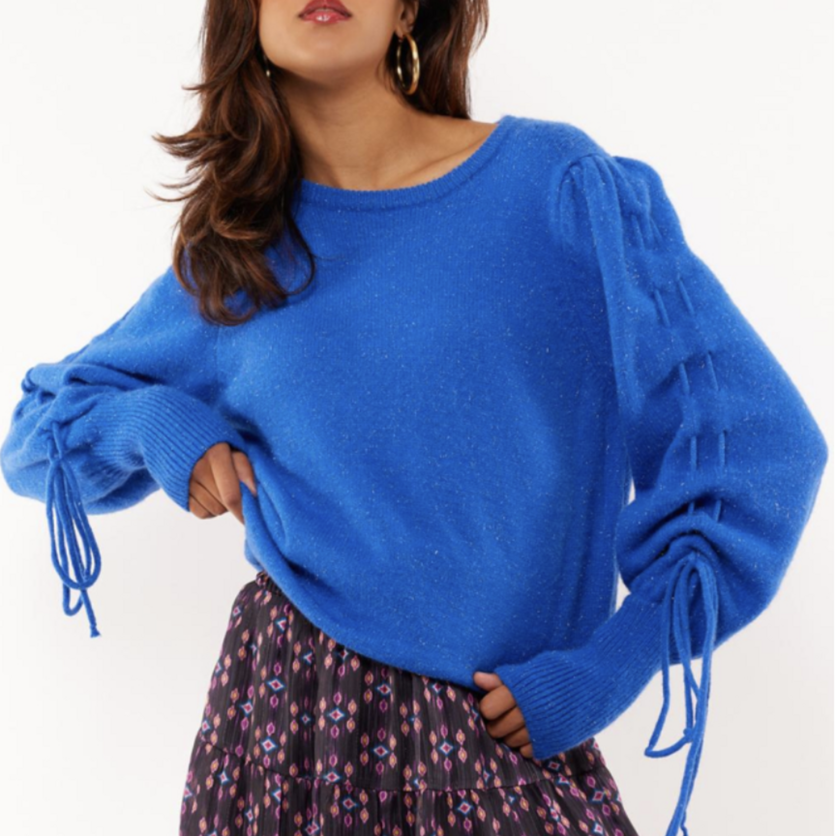 FLURESK FLURESK - Sweater Scottie gebreid blue quartz