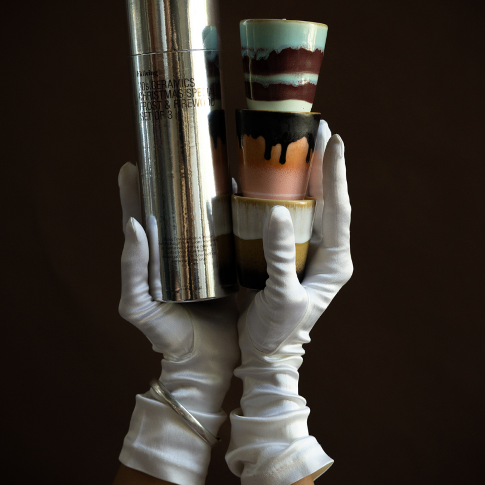 HKLIVING HKLIVING - Keramiek uit de jaren 70: mini-kerstspecial frost & firewood ACS0013