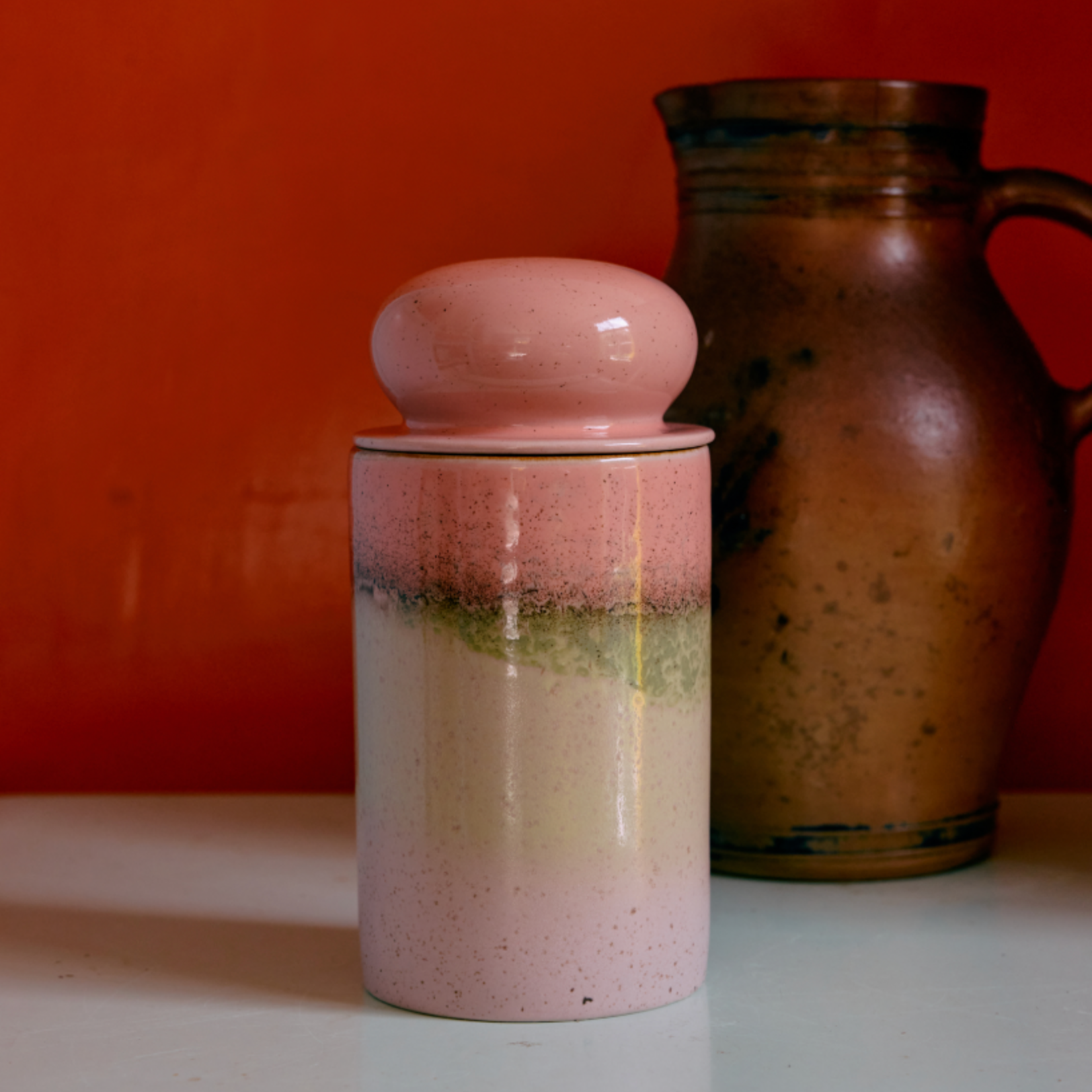 HKLIVING HKLIVING - Voorraadpot Glaze Keramiek uit de jaren 70: KST0193