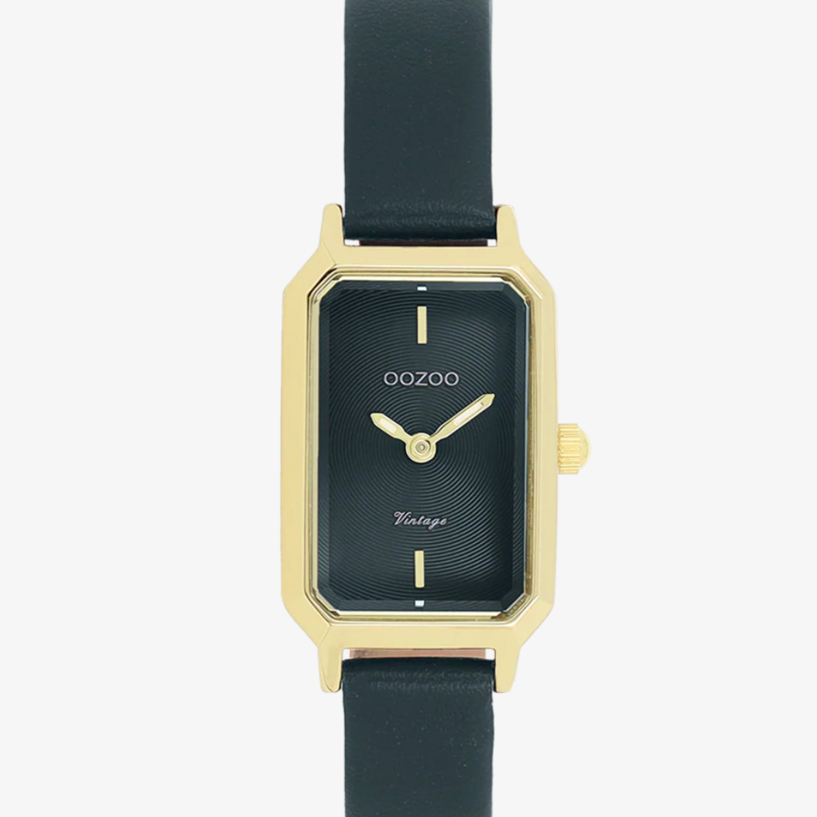 OOZOO OOZOO - Goud coloured horloge met donkergroen leren band