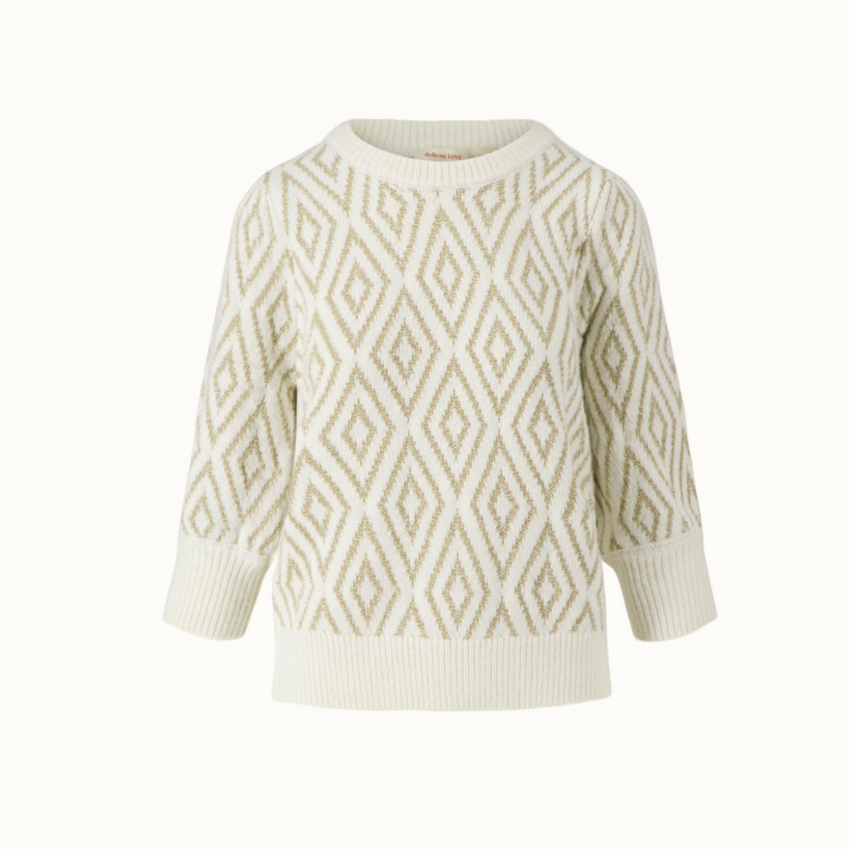 ZUSSS ZUSSS - Pofmouw trui met lurex nordic jacquard offwhite/goud