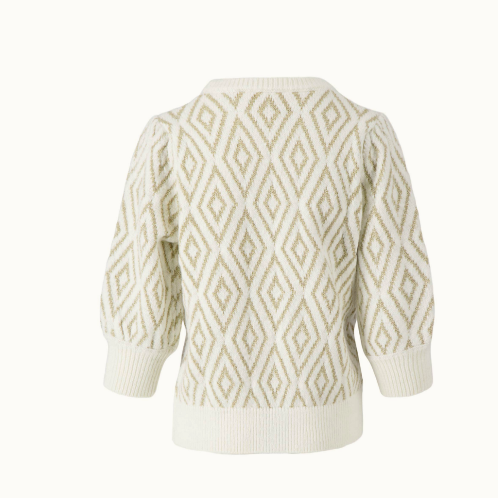 ZUSSS ZUSSS - Pofmouw trui met lurex nordic jacquard offwhite/goud