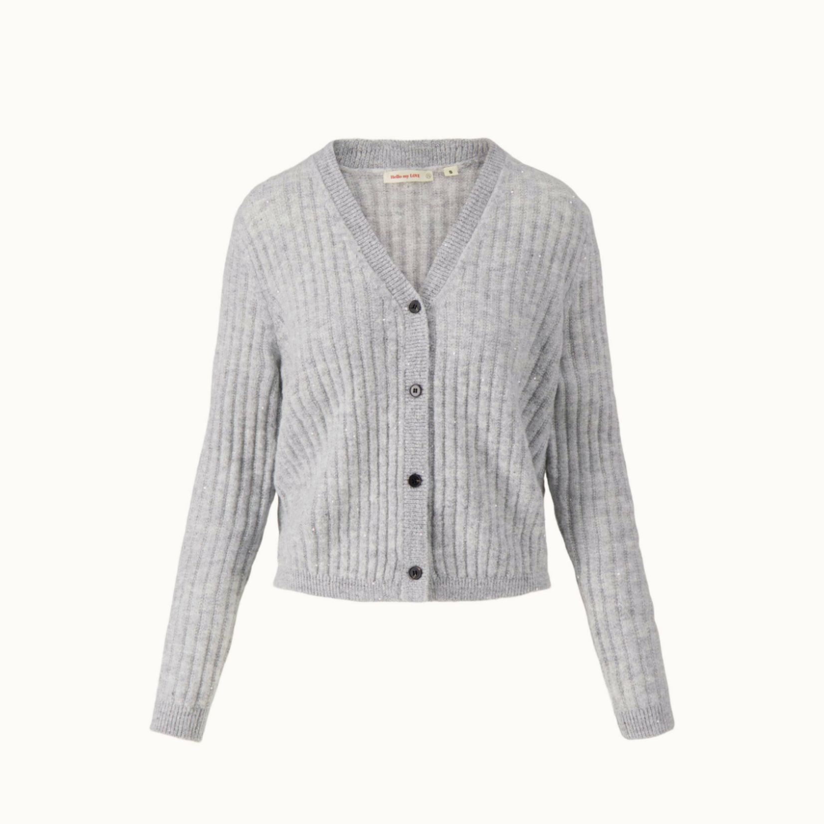 ZUSSS ZUSSS - Rib vestje met pailetten  grijs melange/zilver