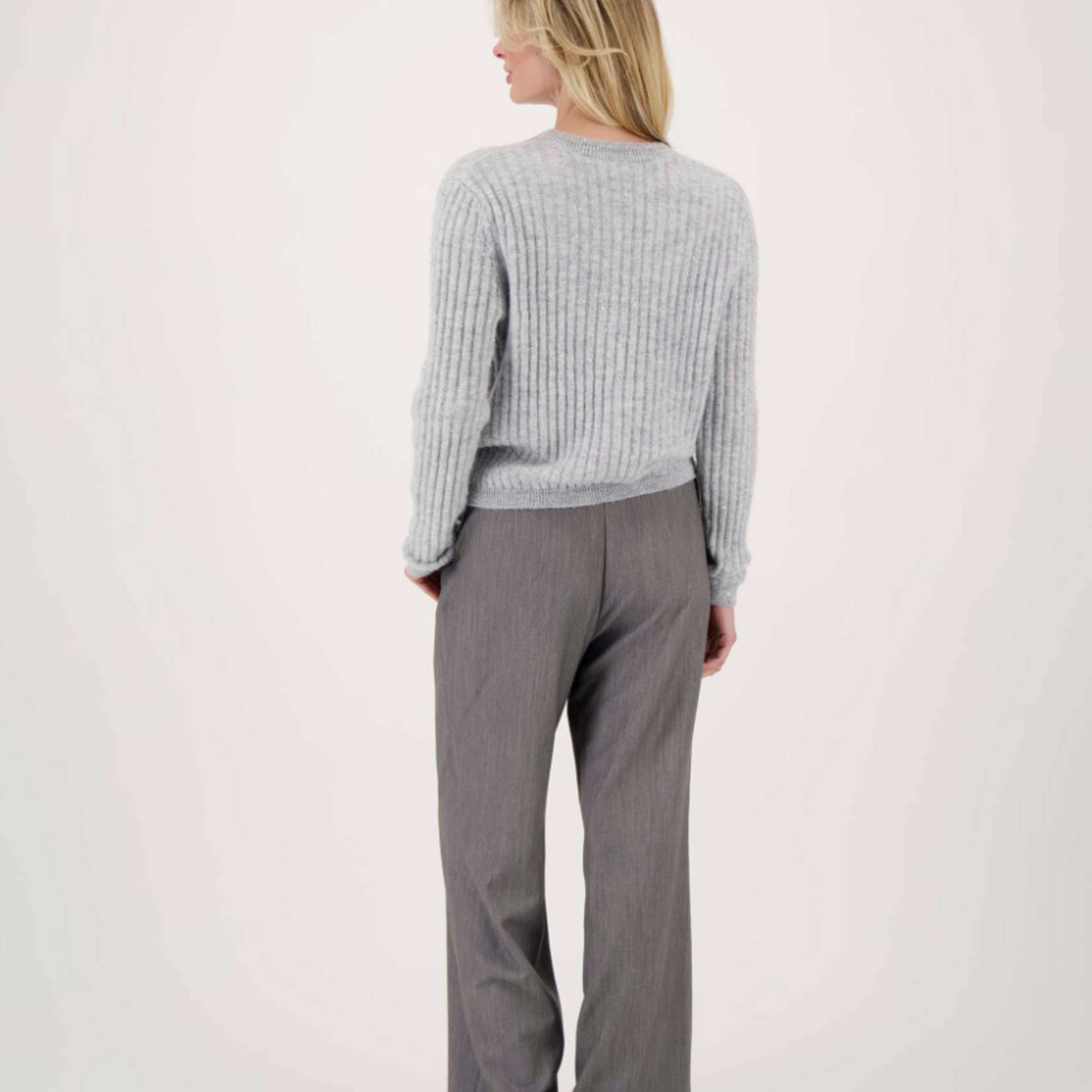 ZUSSS ZUSSS - Rib vestje met pailetten  grijs melange/zilver