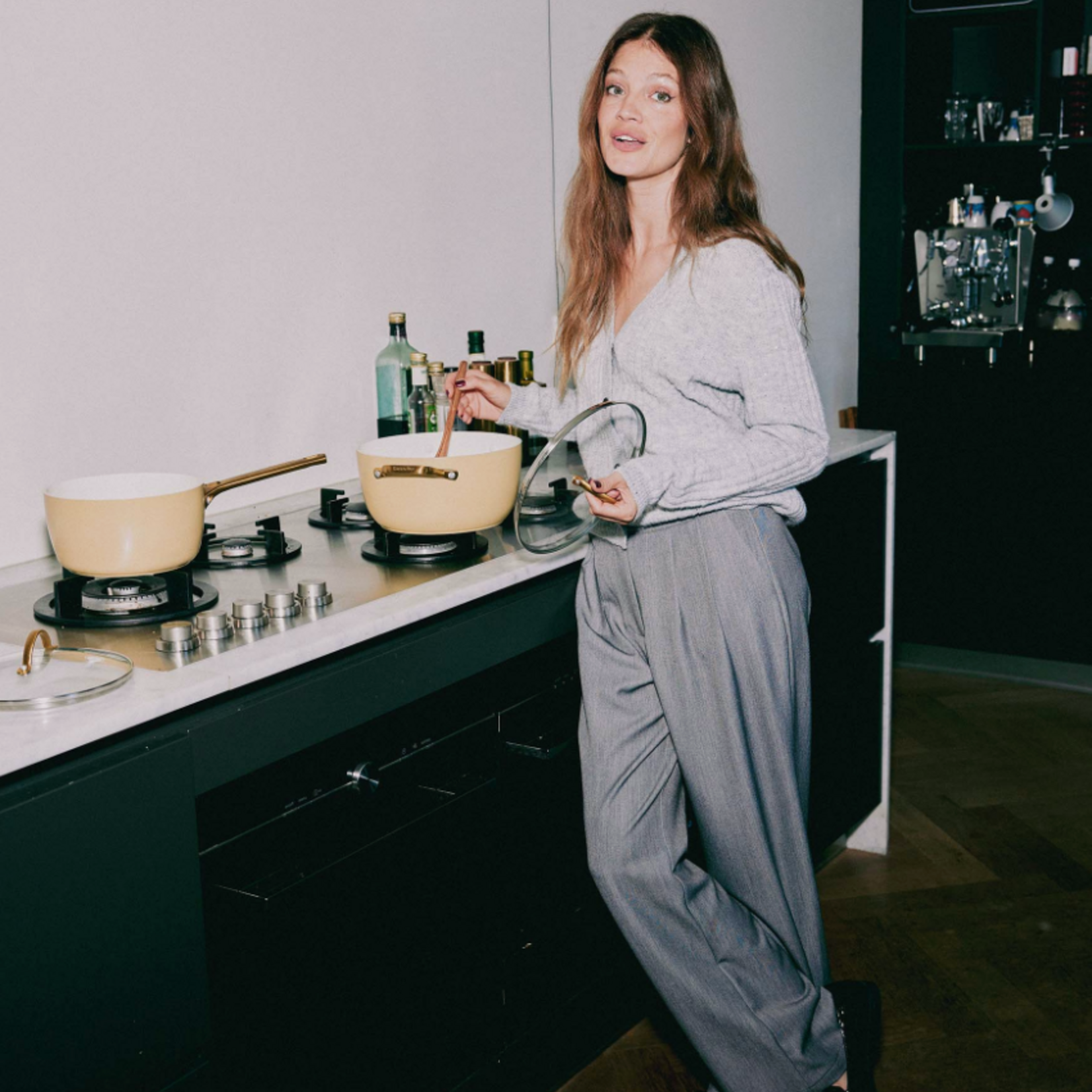 ZUSSS ZUSSS - Rib vestje met pailetten  grijs melange/zilver