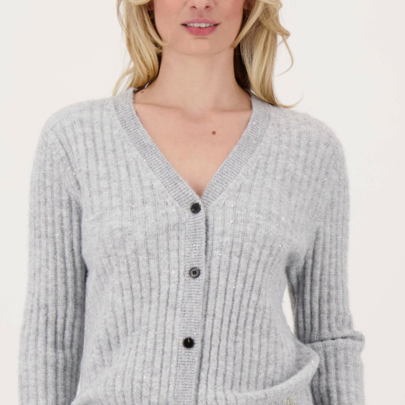 ZUSSS ZUSSS - Rib vestje met pailetten  grijs melange/zilver