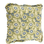 -- Kussen floral met roezels smaragd 45x45cm