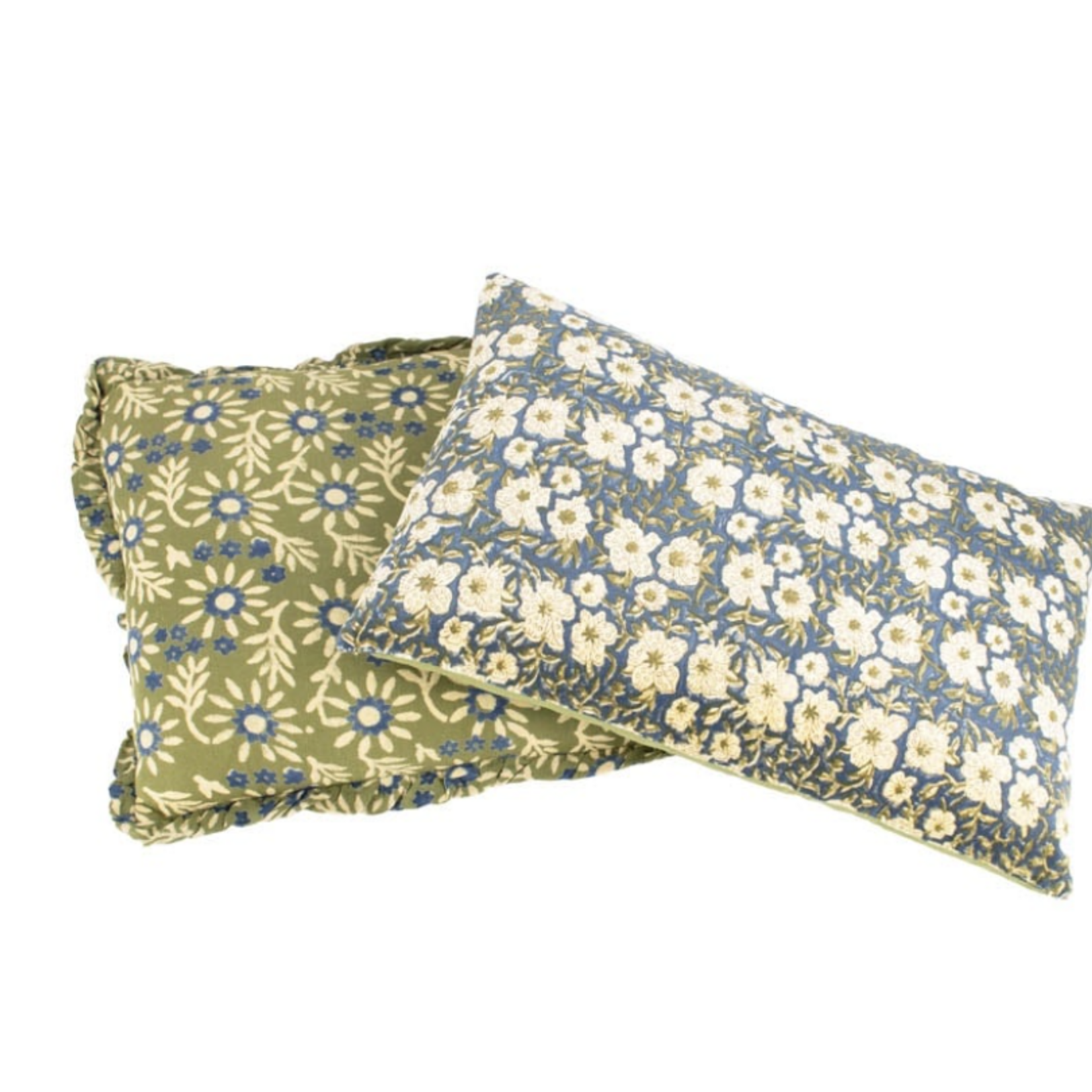 -- Kussen floral smaragd 40x60cm