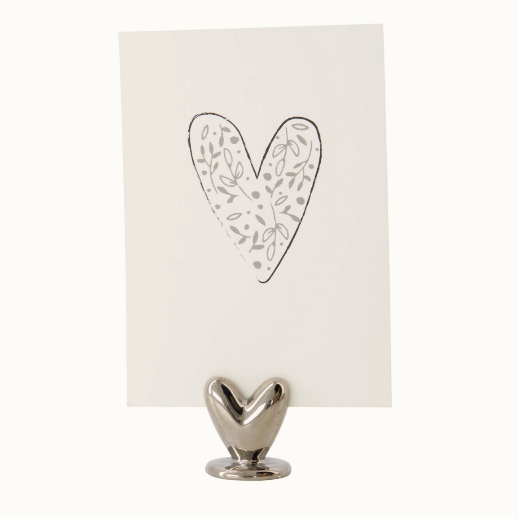 ZUSSS ZUSSS - Kaartenstandaard keramiek hartje zilver