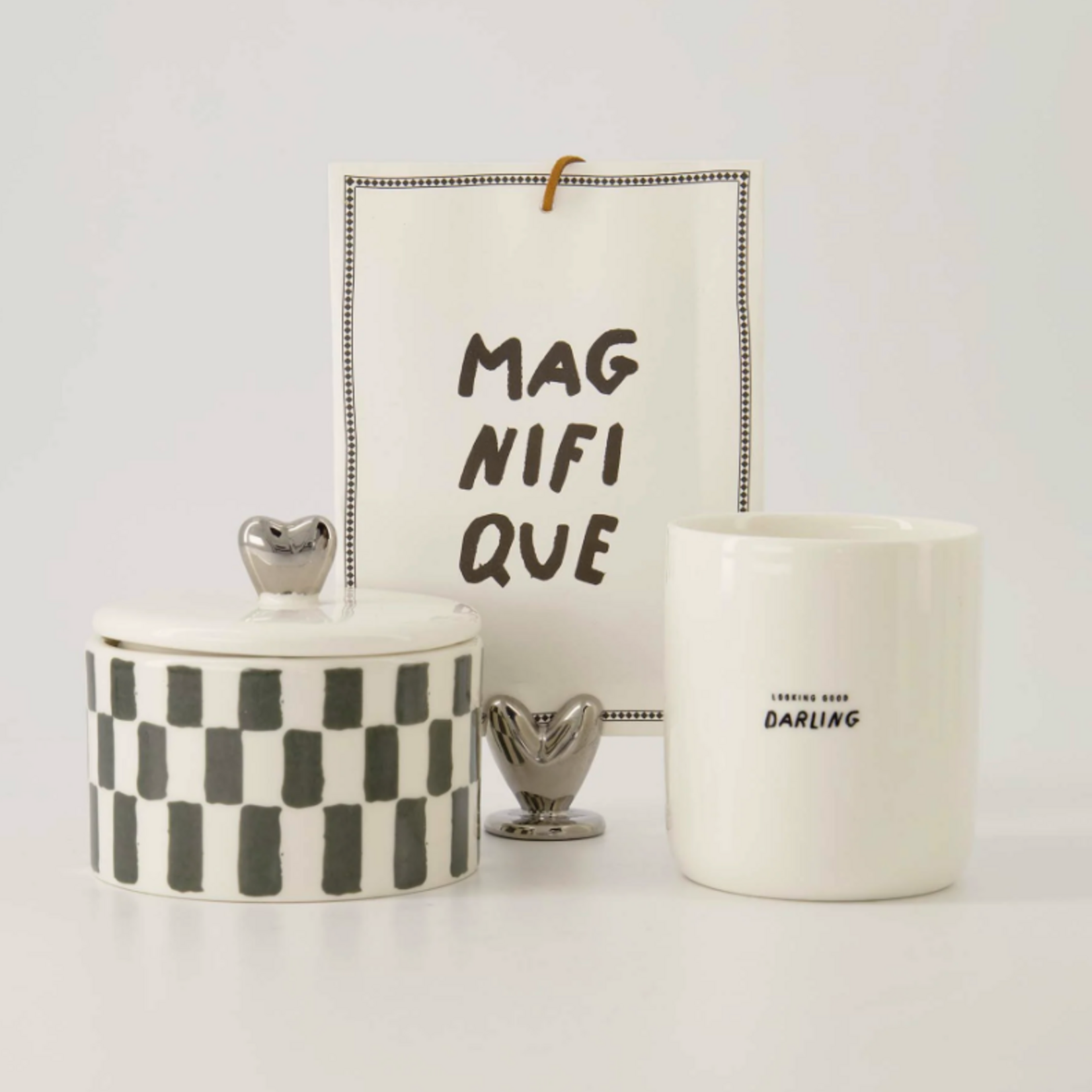 ZUSSS ZUSSS - Kaartenstandaard keramiek hartje zilver