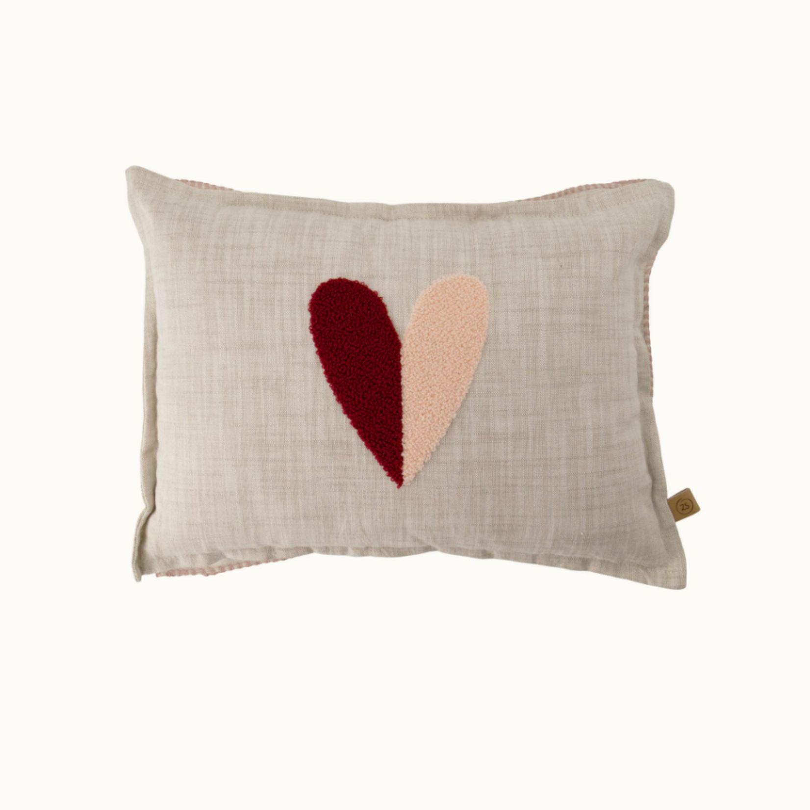 ZUSSS ZUSSS - Kussen hartje 35x25cm naturel/roze/rood
