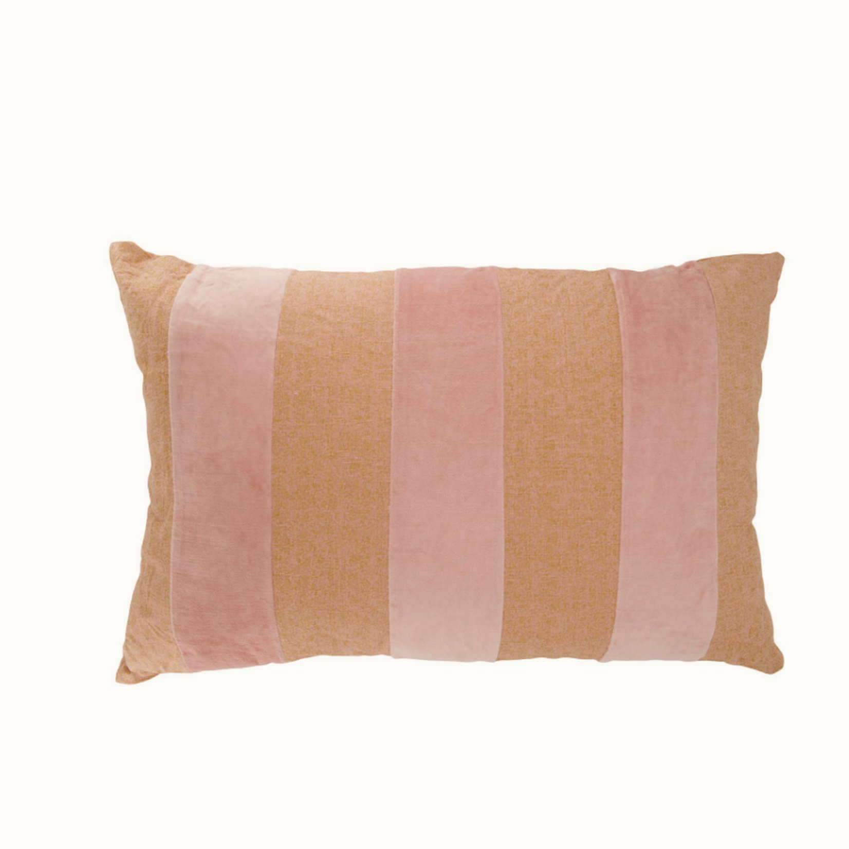 ZUSSS ZUSSS - Kussen streep katoen/velvet zachtrose 60x40cm