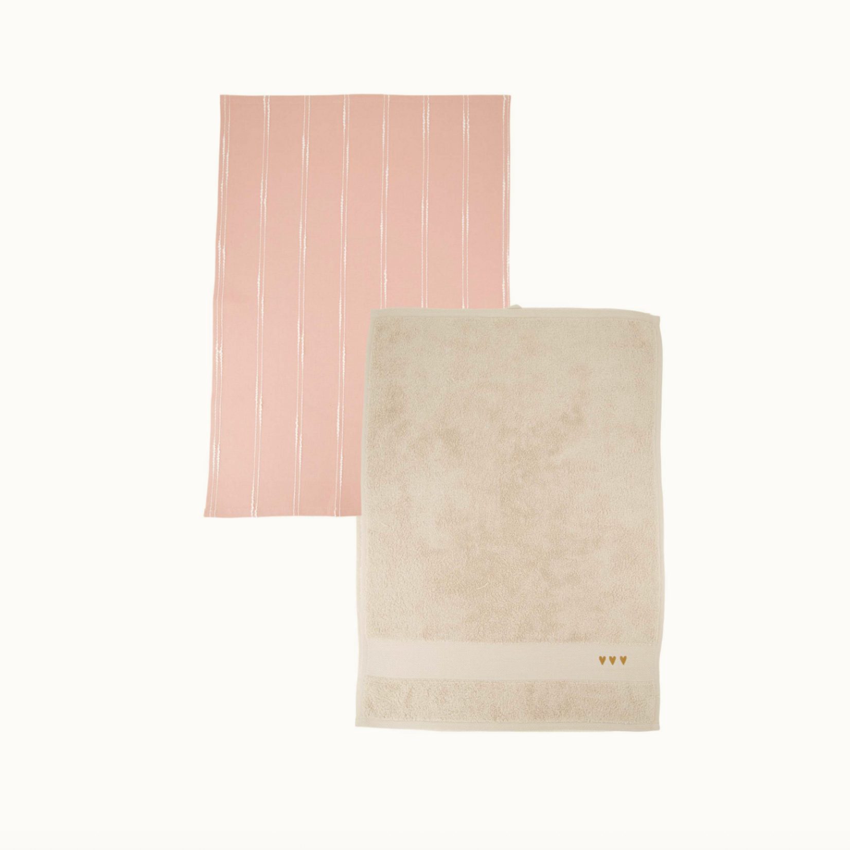 ZUSSS ZUSSS - Keukenset streep hartjes rose/zand