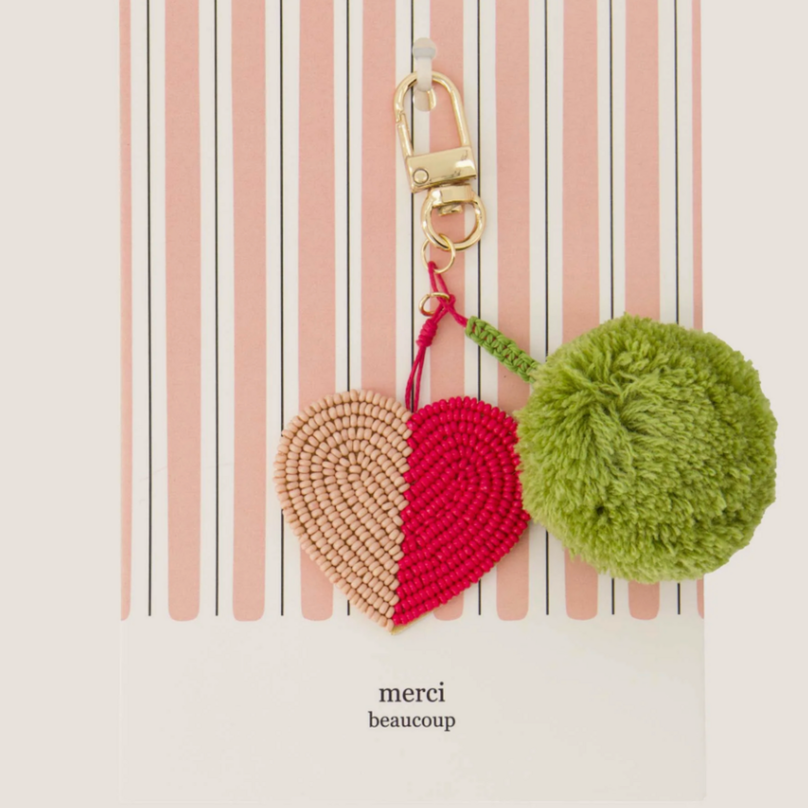 ZUSSS ZUSSS - Ansichtkaart tashanger/sleutelhanger pompon hart merci beaucoup