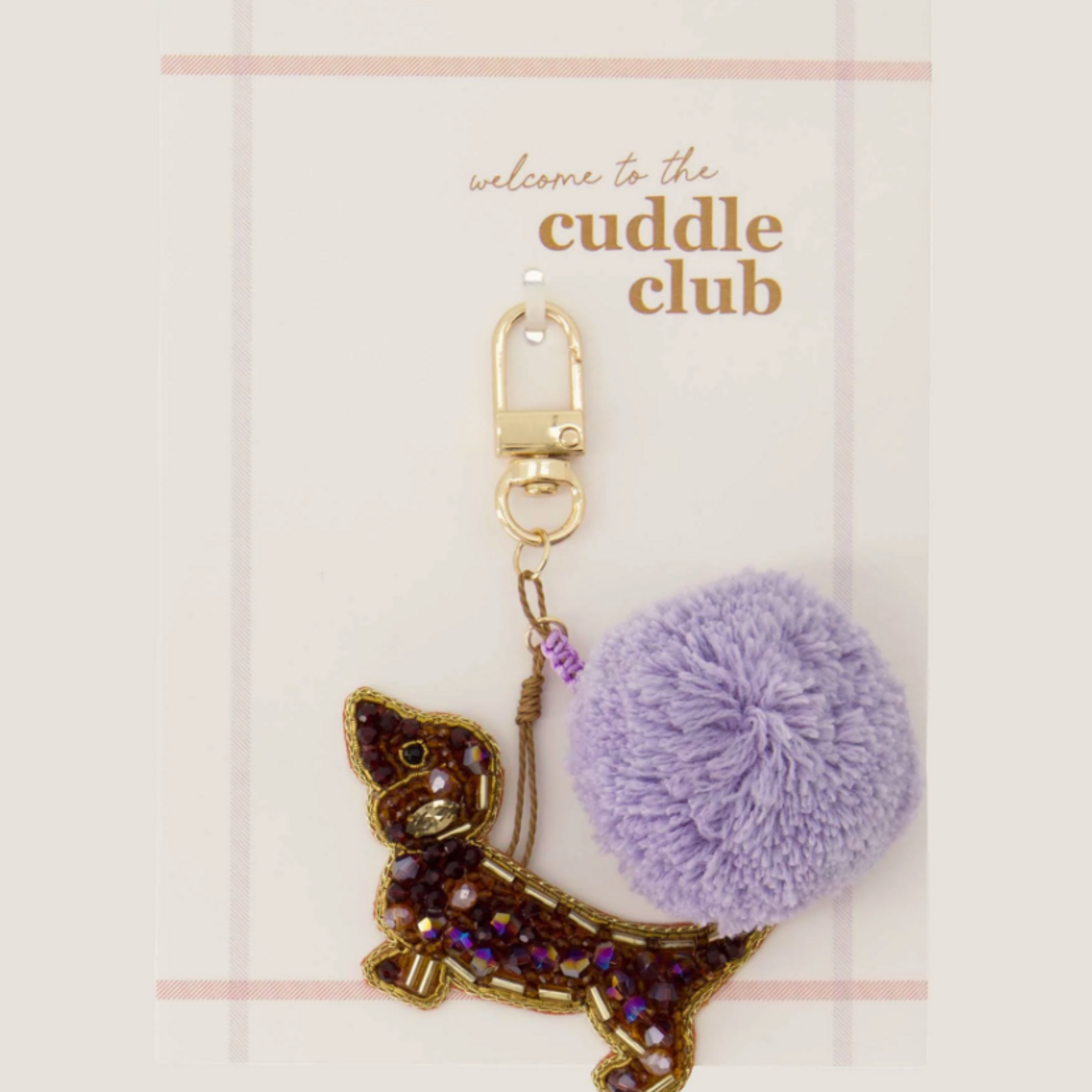 ZUSSS ZUSSS - Ansichtkaart tashanger  / sleutelhanger pompon hond cuddle club