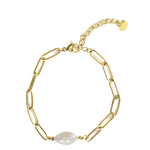 ROSE & CAMELLIA ROSE & CAMELLIA - Armband schakel goud met parel Joann