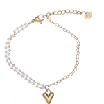 ROSE & CAMELLIA ROSE & CAMELLIA - Armband hart goud + parels Karin