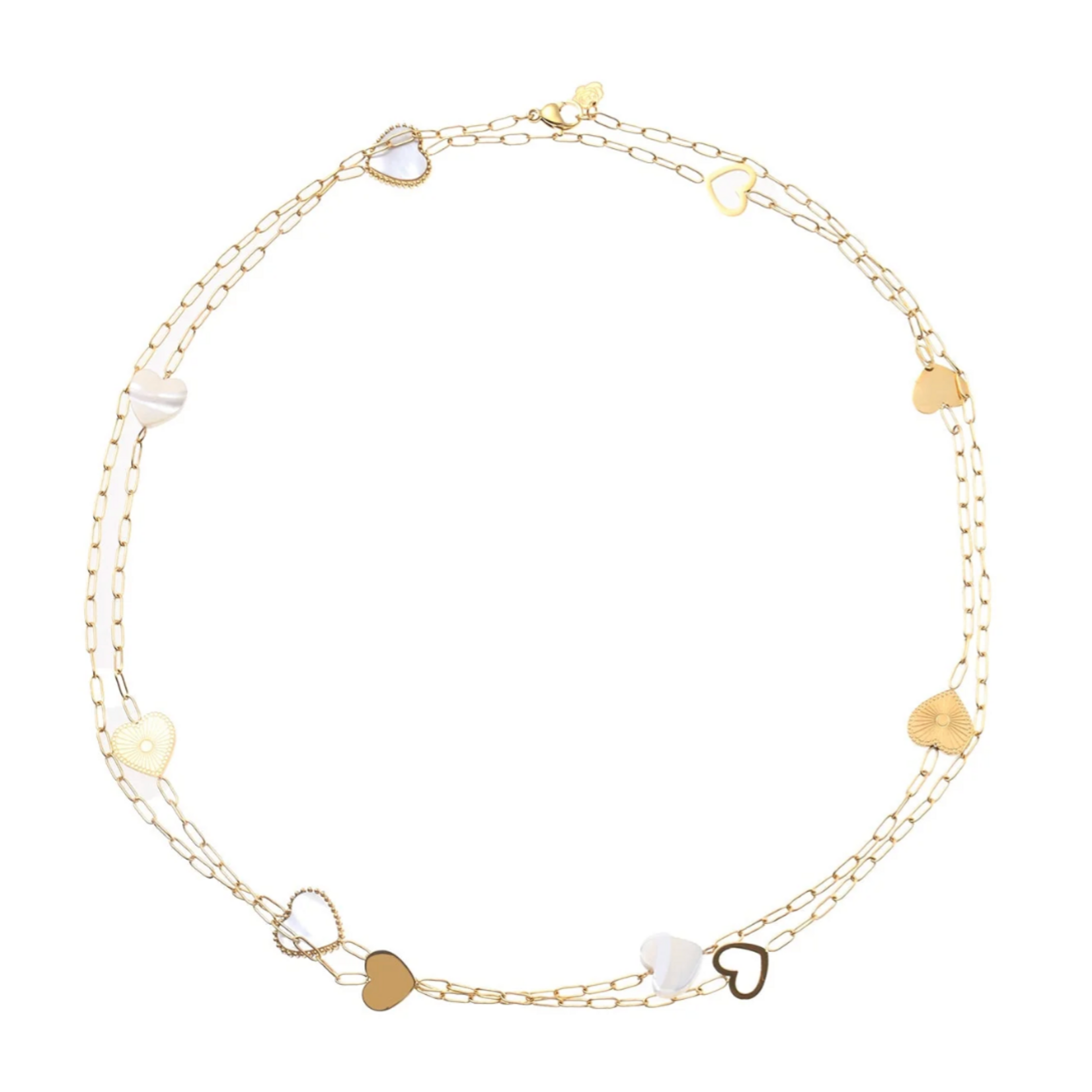 ROSE & CAMELLIA ROSE & CAMELLIA - Ketting goud met hartjes marije 100cm