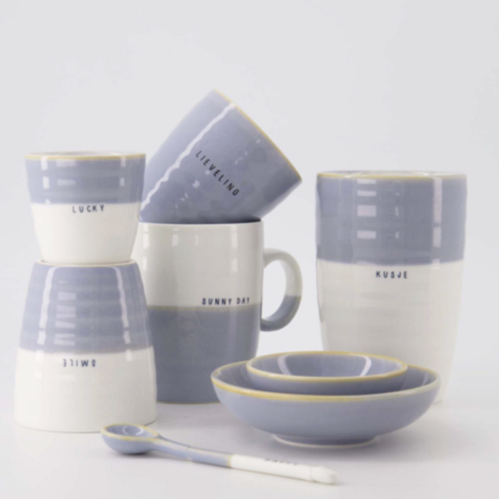 ZUSSS ZUSSS - Espressomok lucky wit/lichtblauw