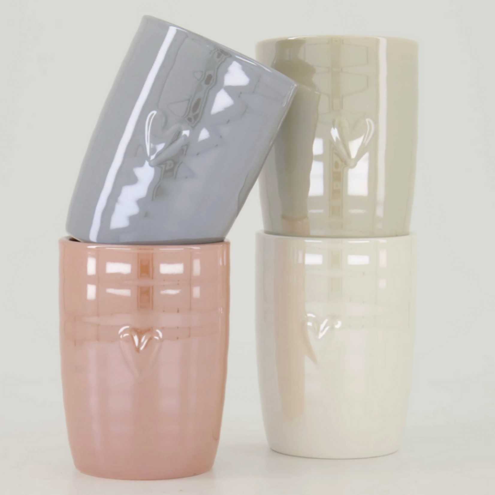 ZUSSS ZUSSS - Koffiemok parelmoer hartje grijsblauw