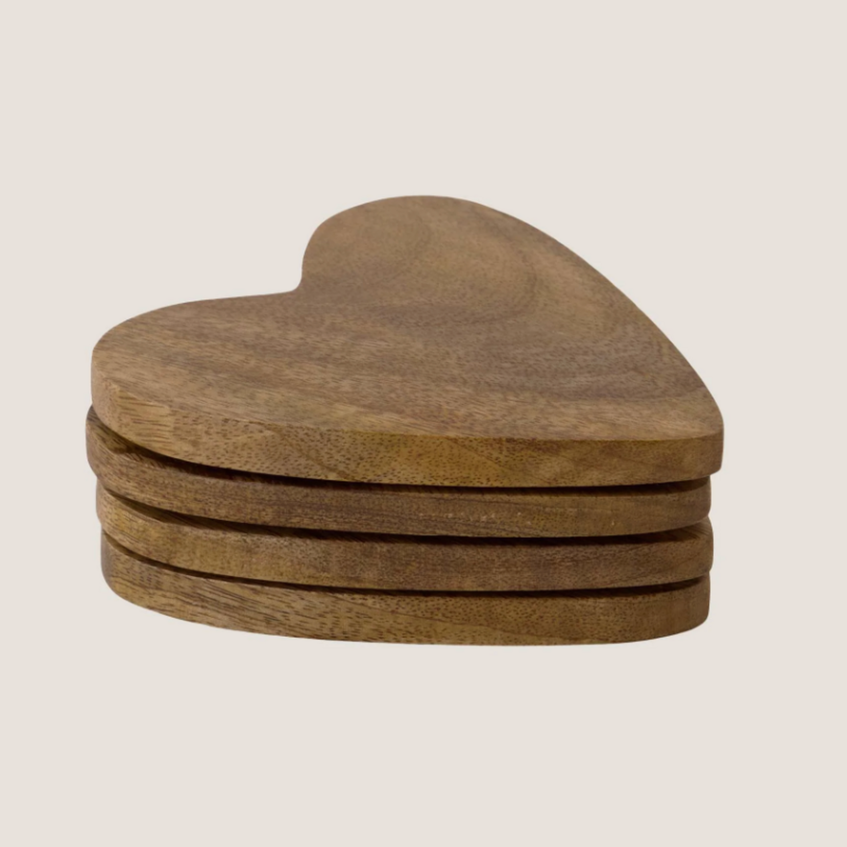 ZUSSS ZUSSS - Set van 4 onderzetters hart naturel