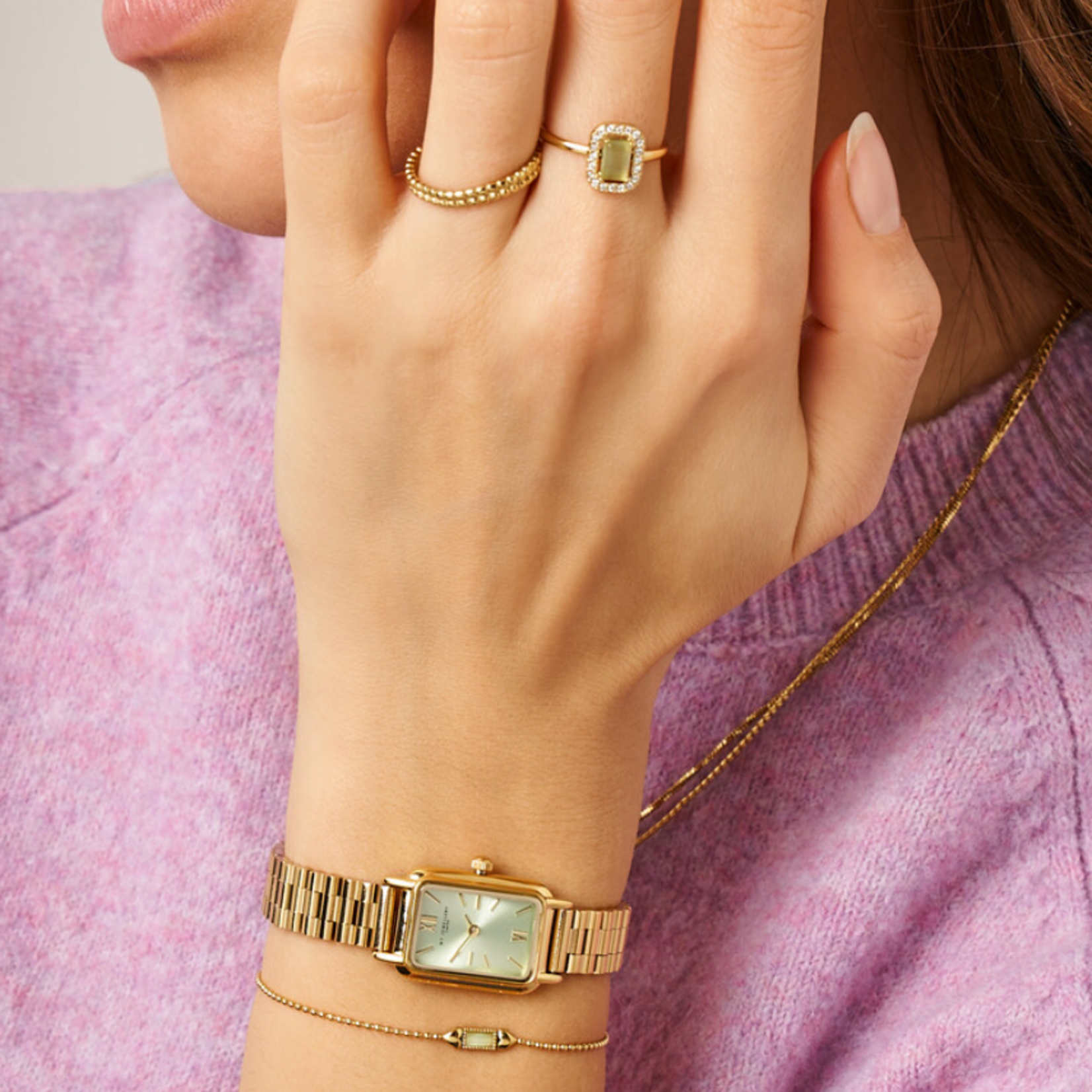 MY JEWELLERY MY JEWELLERY - Armband goud met mint groene steen