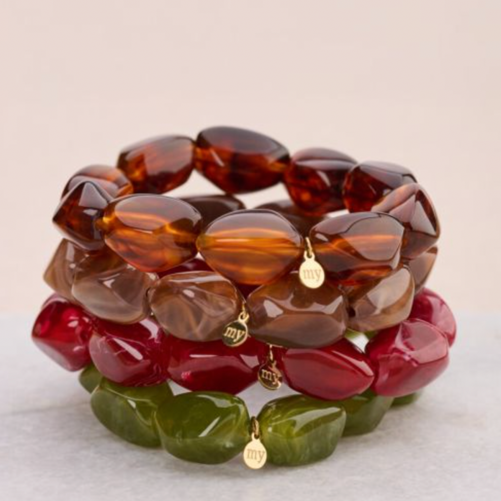 MY JEWELLERY MY JEWELLERY - Bruine armband met ovalen kralen