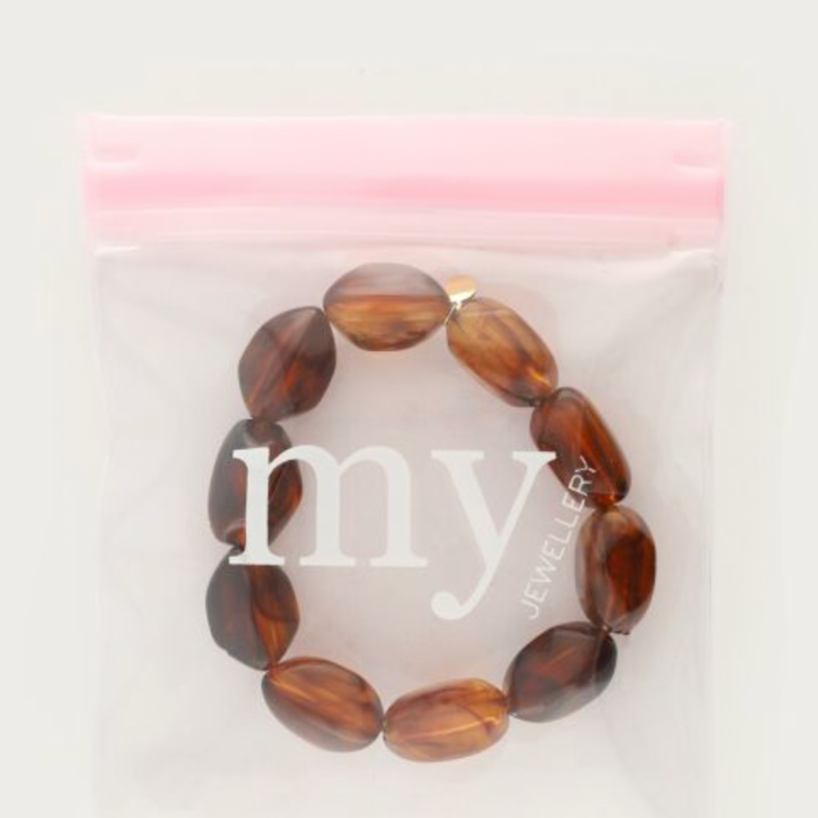 MY JEWELLERY MY JEWELLERY - Bruine armband met ovalen kralen