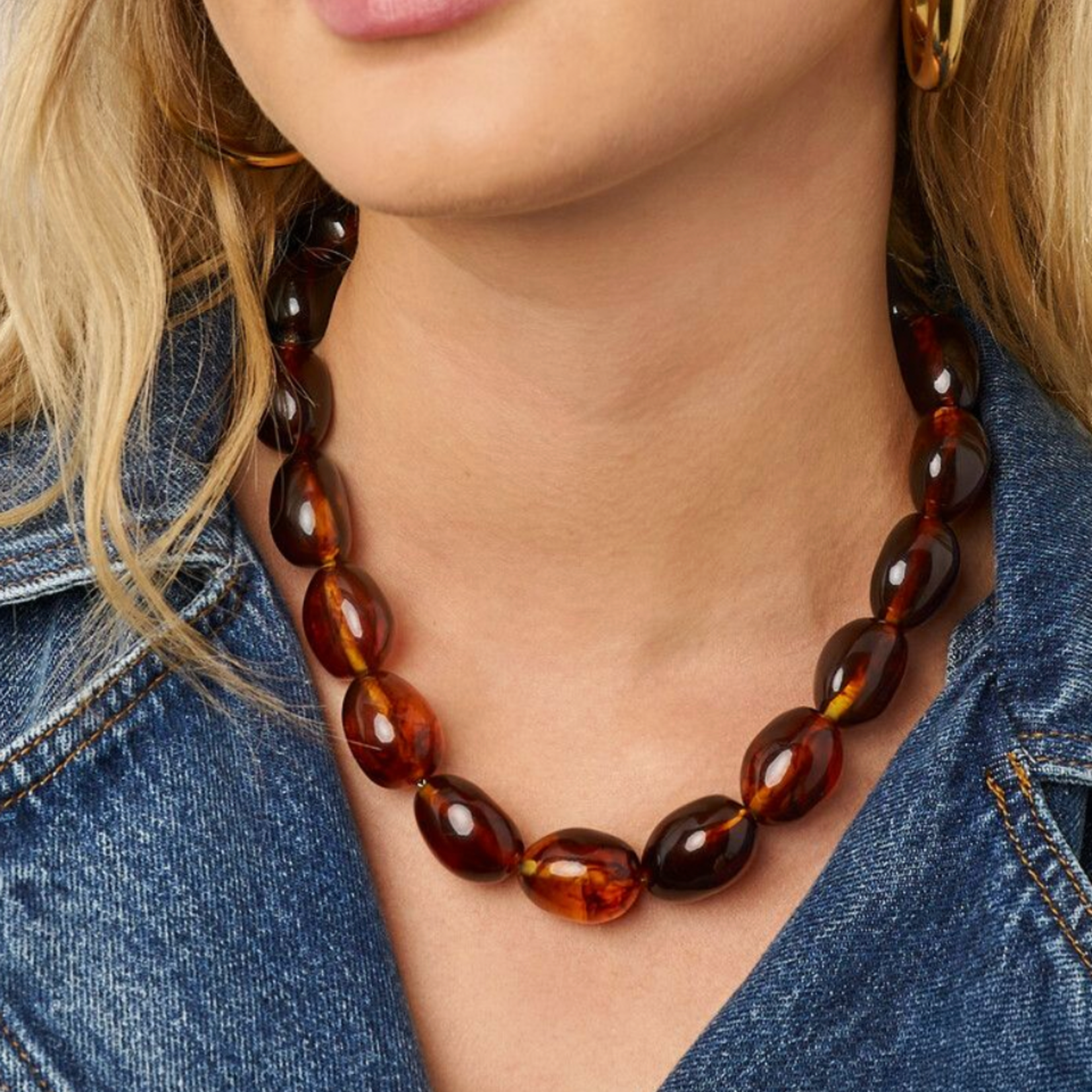 MY JEWELLERY MY JEWELLERY - Bruine ketting met statement ovalen kralen