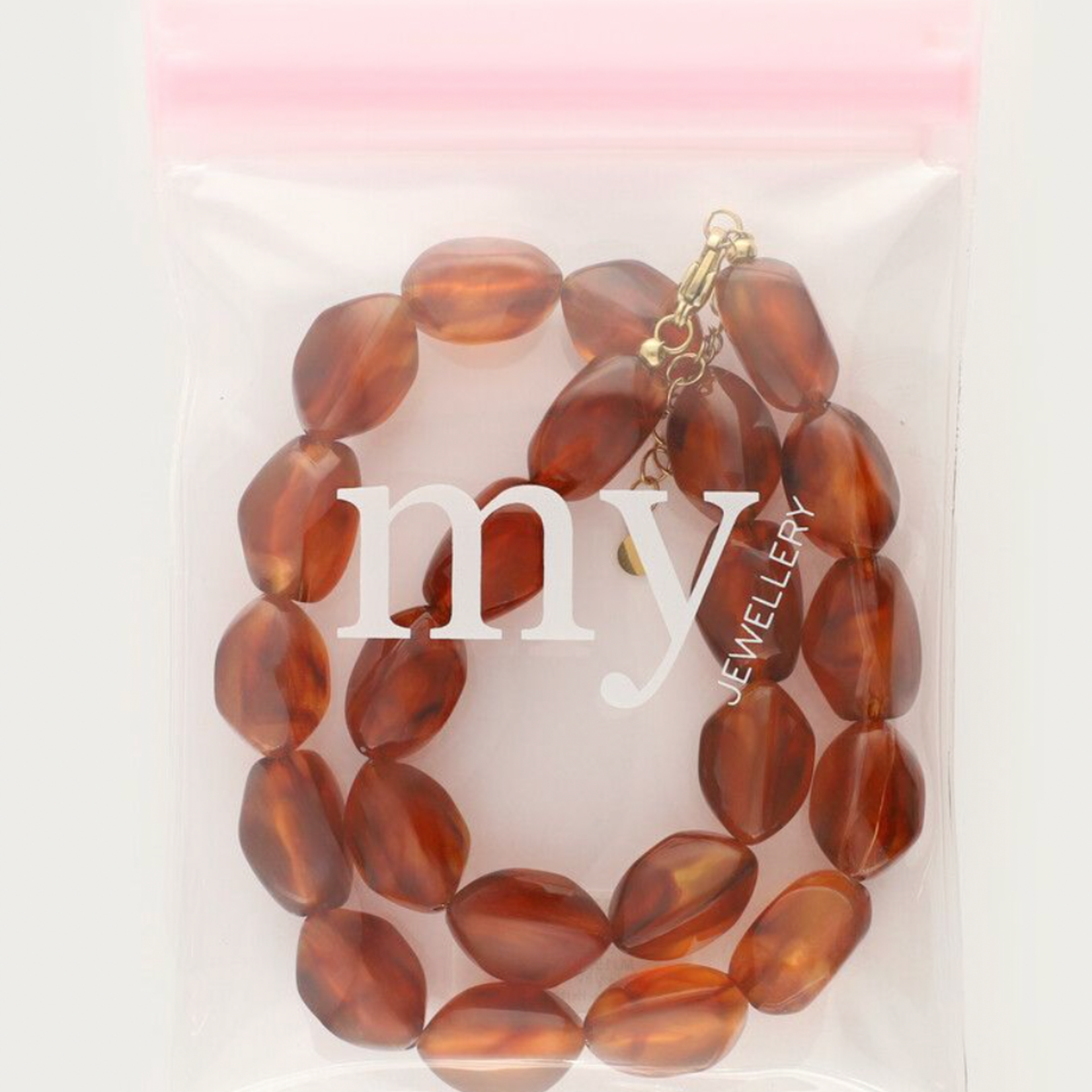 MY JEWELLERY MY JEWELLERY - Bruine ketting met ovalen kralen