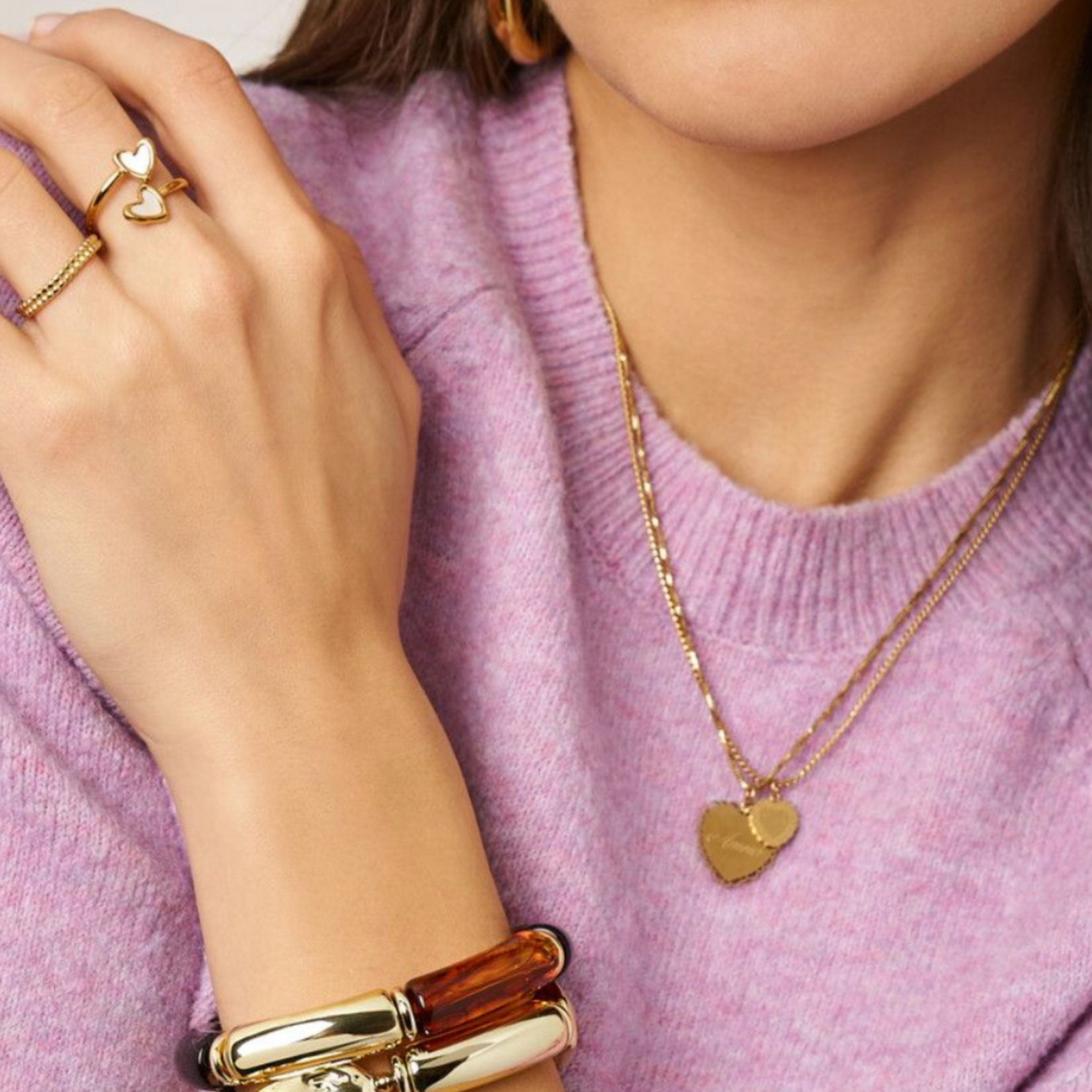 MY JEWELLERY MY JEWELLERY - Bruine statement elastieken kralenarmband