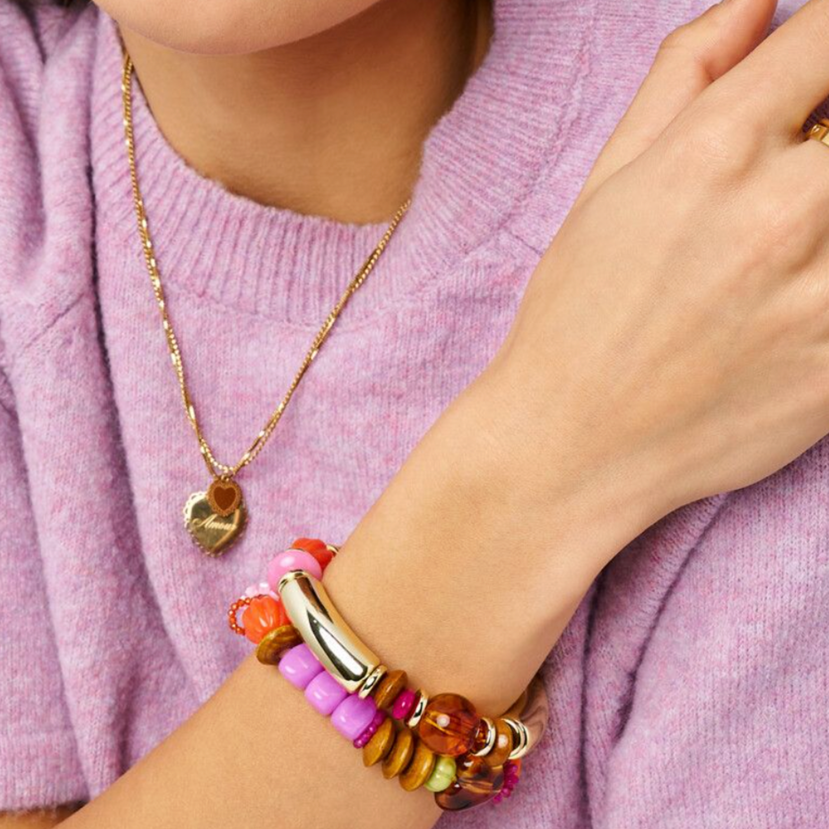 MY JEWELLERY MY JEWELLERY - Multikleur statement elastieken kralenarmband