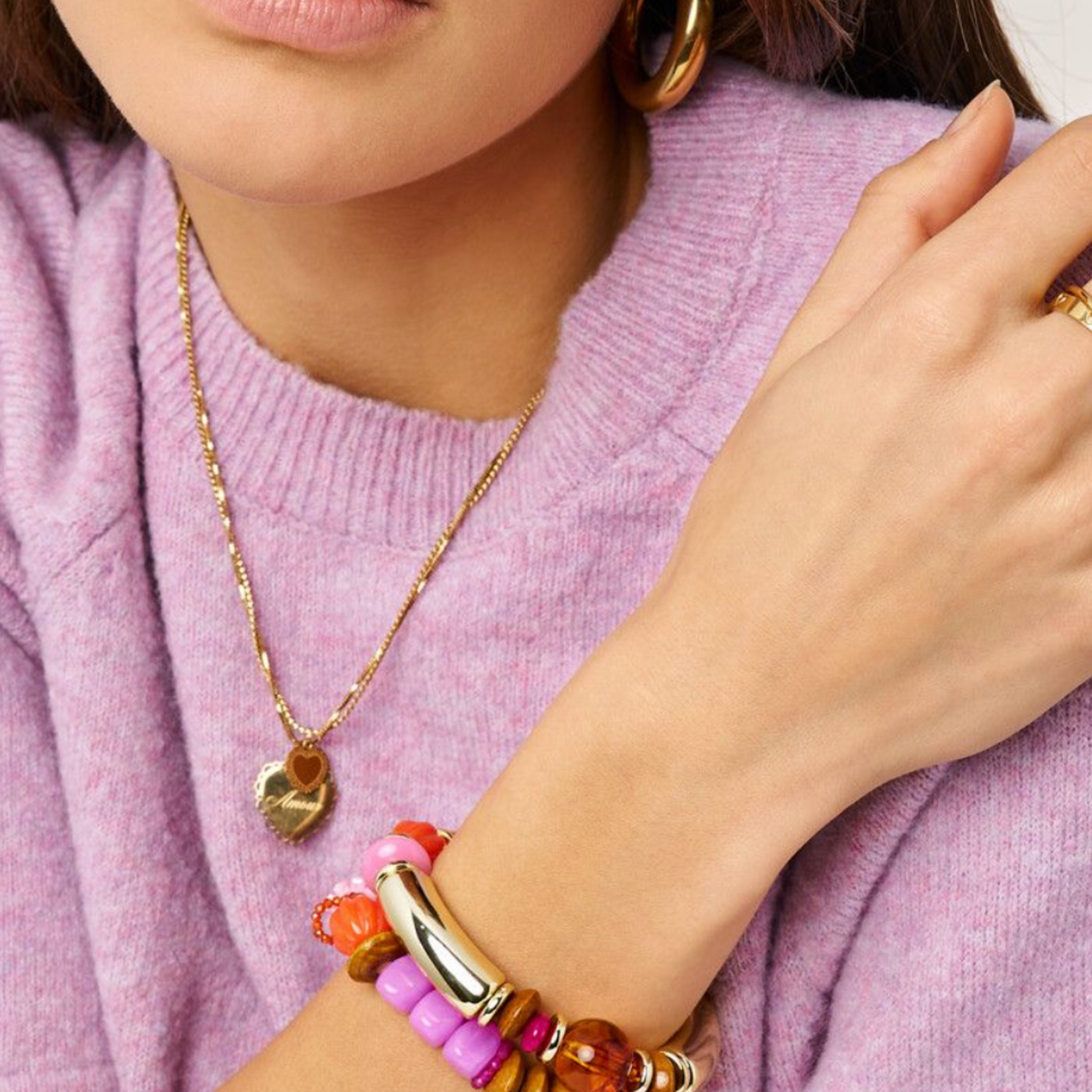 MY JEWELLERY MY JEWELLERY - Multikleur statement elastieken kralenarmband met imitatieparel