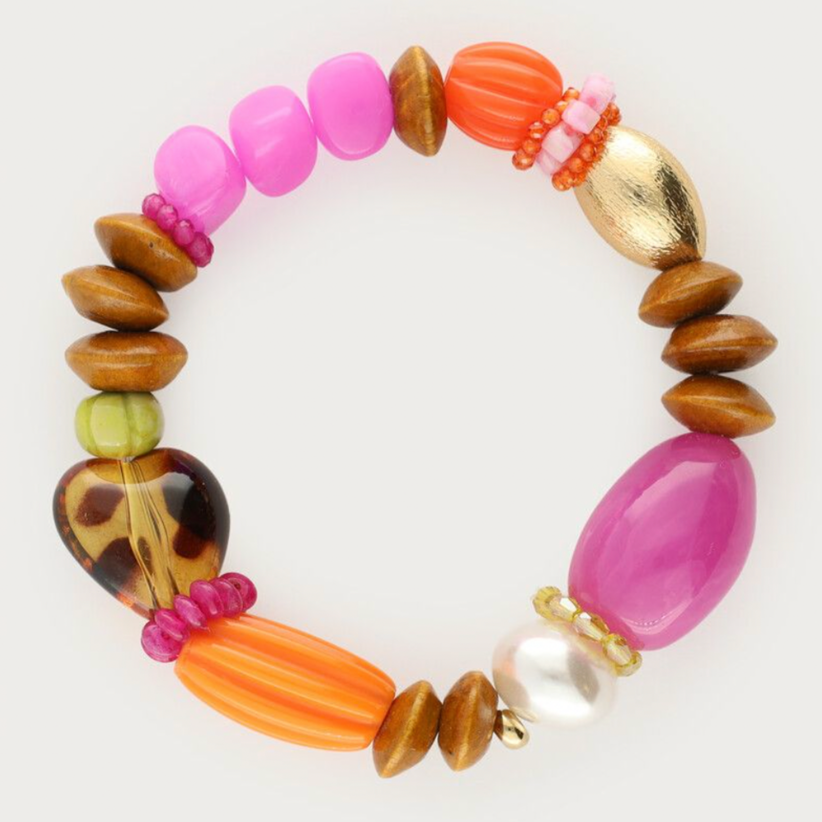 MY JEWELLERY MY JEWELLERY - Multikleur statement elastieken kralenarmband met imitatieparel