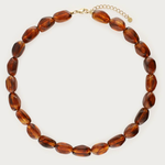 MY JEWELLERY MY JEWELLERY - Bruine statement ketting met ovalen kralen