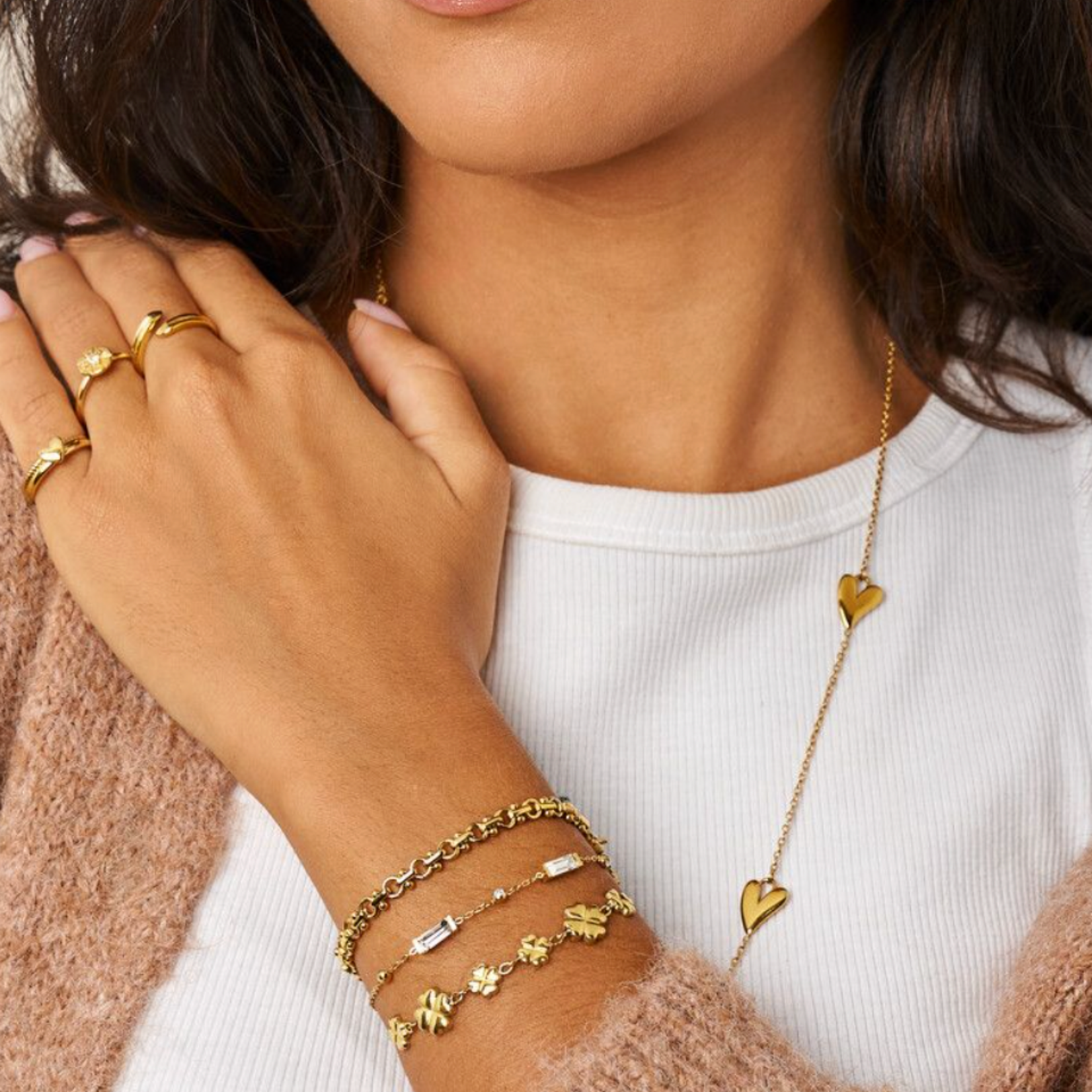 MY JEWELLERY MY JEWELLERY - Minimalistische armband vierkant met strass goud