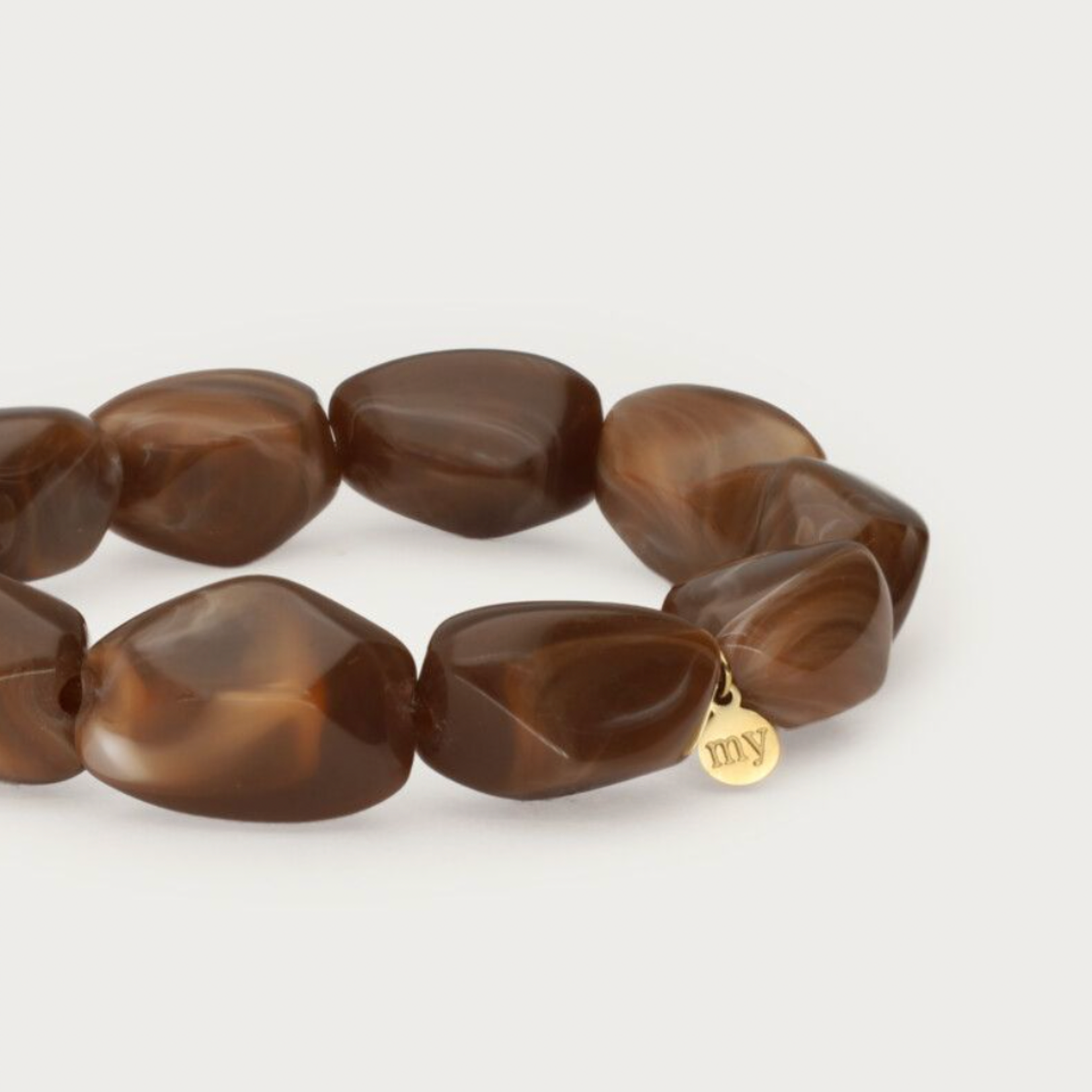 MY JEWELLERY MY JEWELLERY - Donkerbruine armband met ovalen kralen