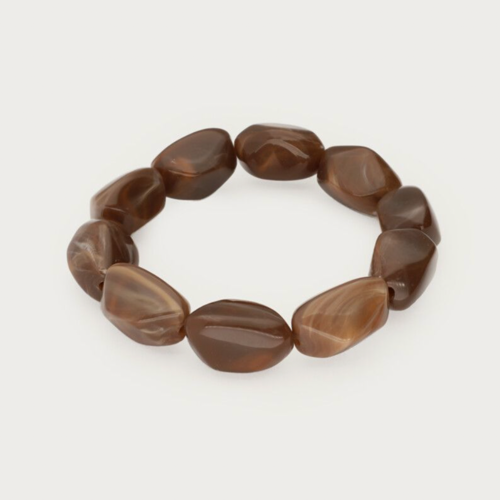 MY JEWELLERY MY JEWELLERY - Donkerbruine armband met ovalen kralen