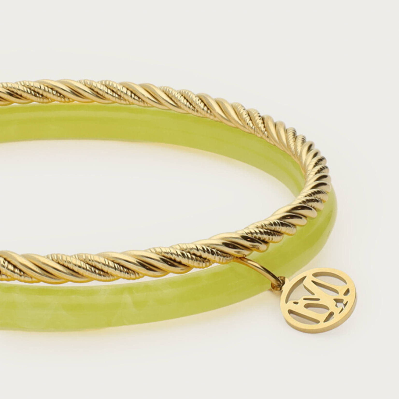 MY JEWELLERY MY JEWELLERY - Groene met gouden dunne bangle set