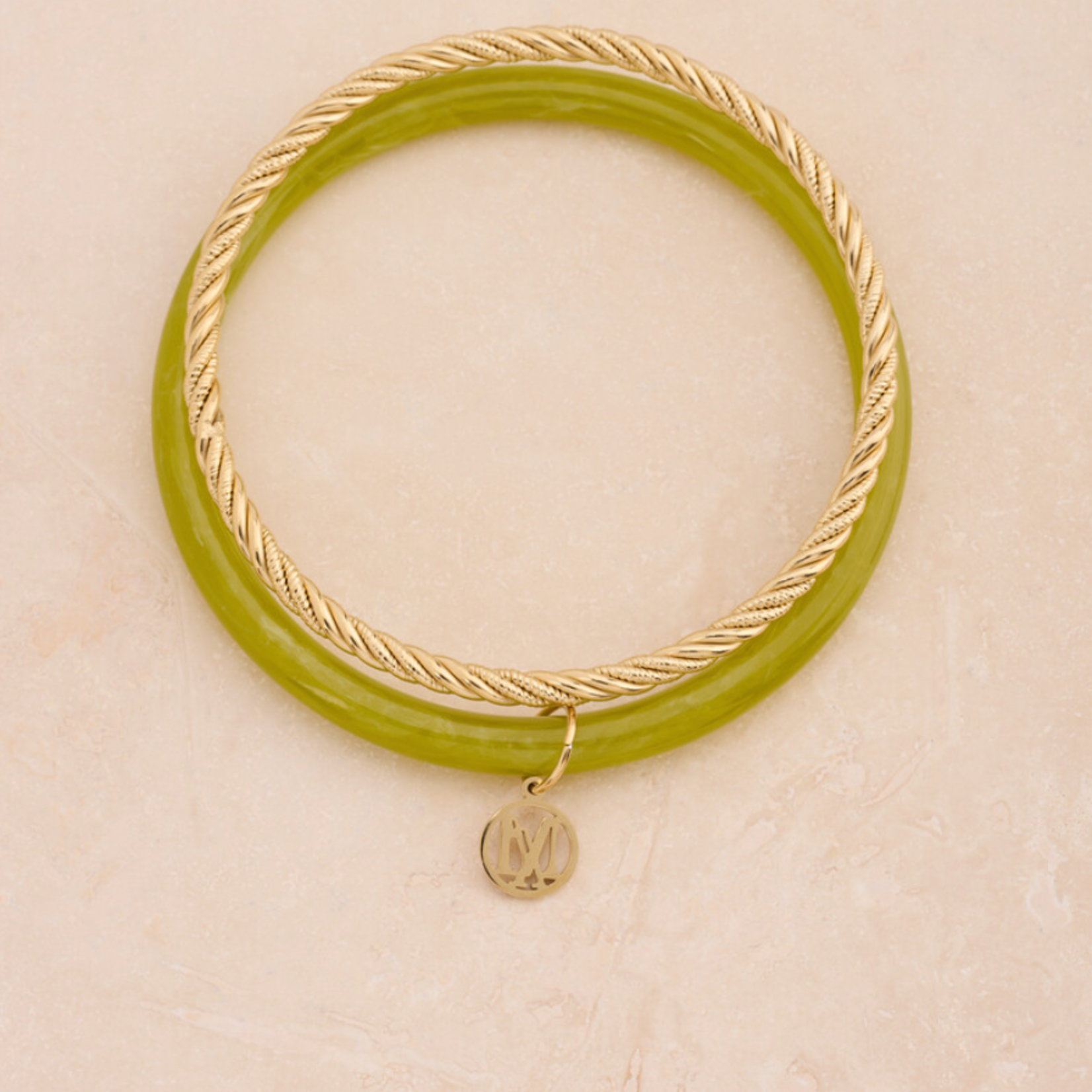 MY JEWELLERY MY JEWELLERY - Groene met gouden dunne bangle set