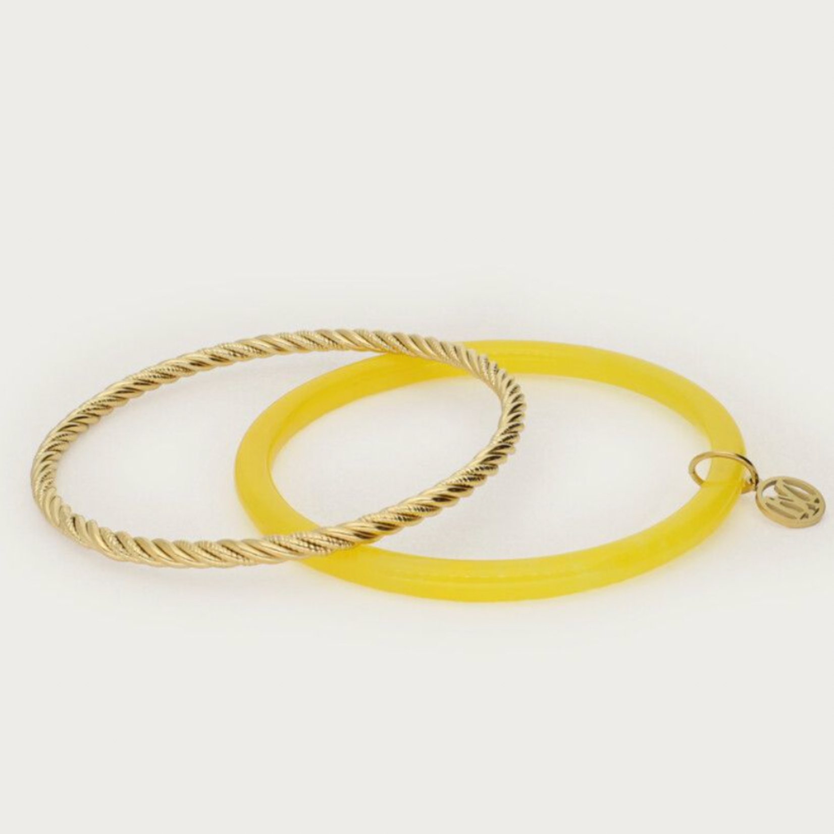MY JEWELLERY MY JEWELLERY - Gele met gouden dunne bangle set
