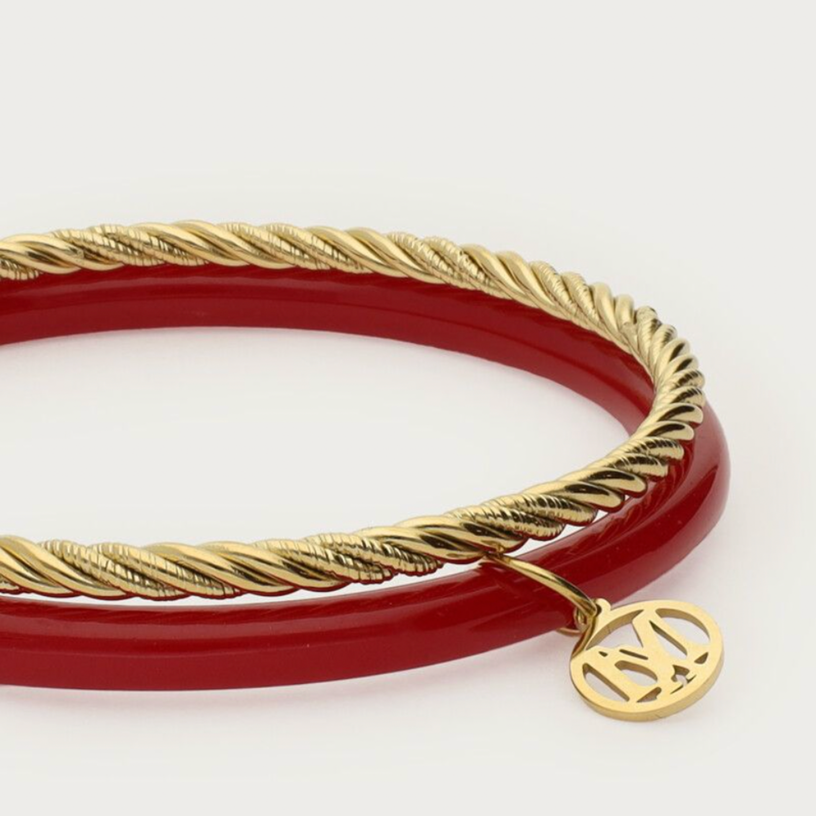 MY JEWELLERY MY JEWELLERY - Donkerrode met gouden dunne bangle set