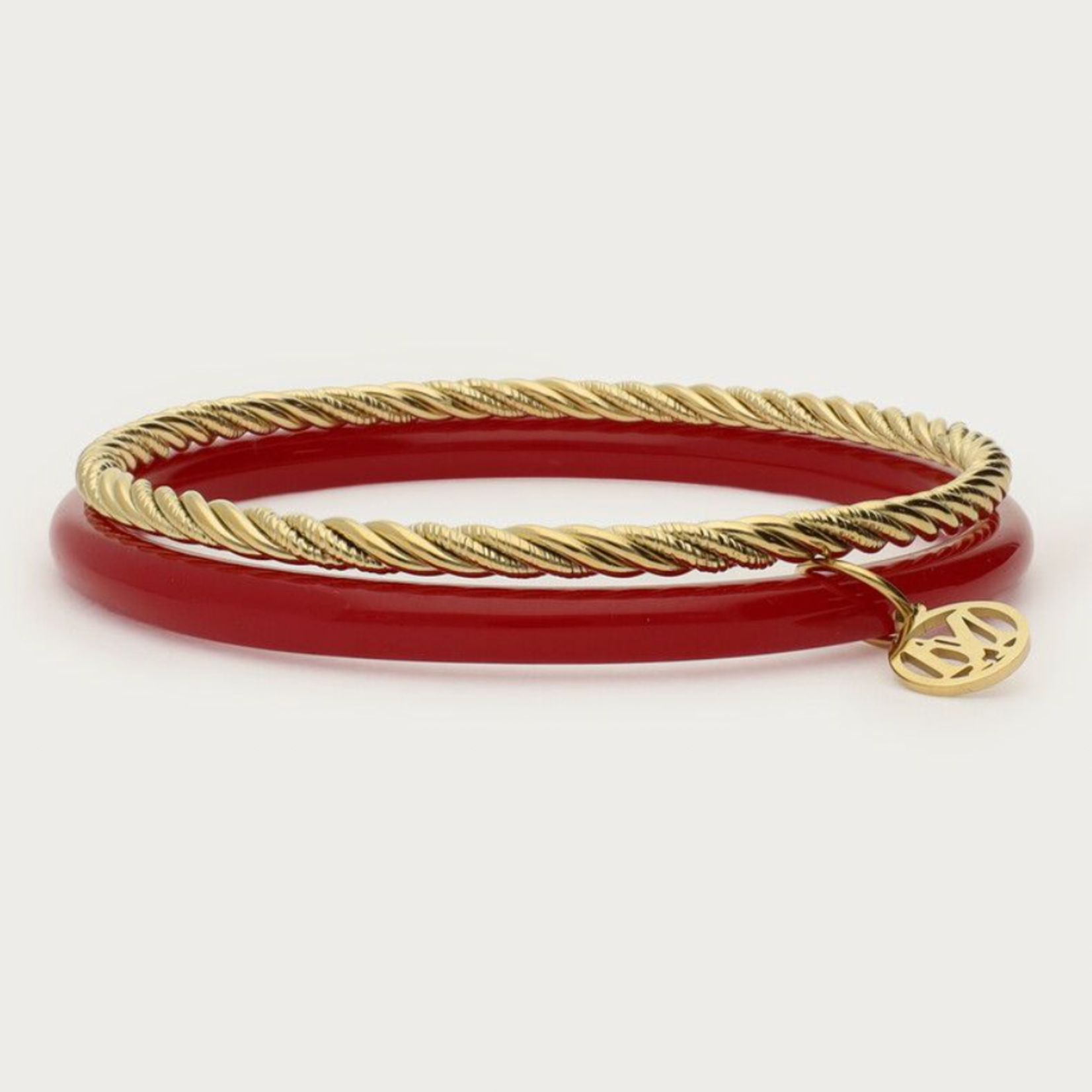 MY JEWELLERY MY JEWELLERY - Donkerrode met gouden dunne bangle set