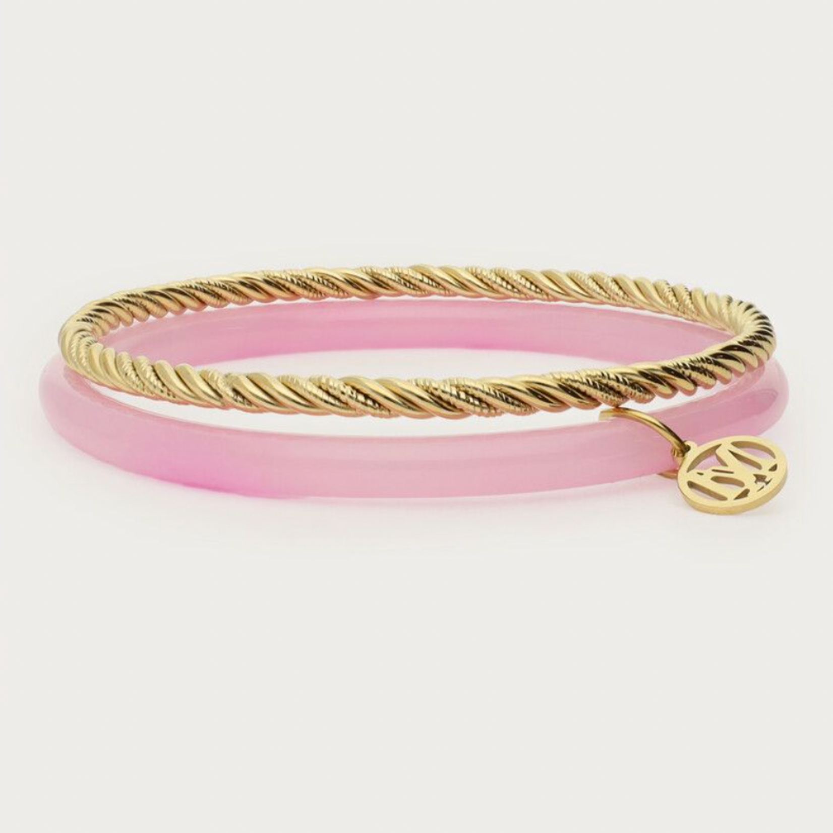 MY JEWELLERY MY JEWELLERY - Licht roze met gouden dunne bangle set