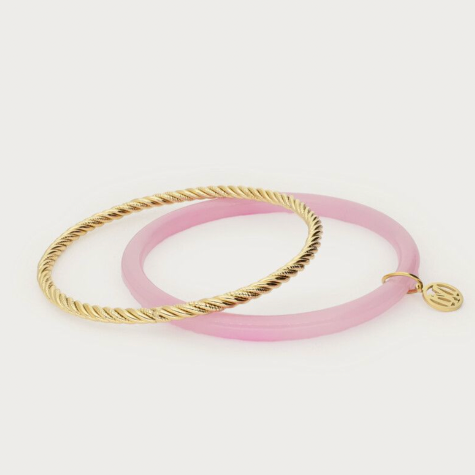 MY JEWELLERY MY JEWELLERY - Licht roze met gouden dunne bangle set