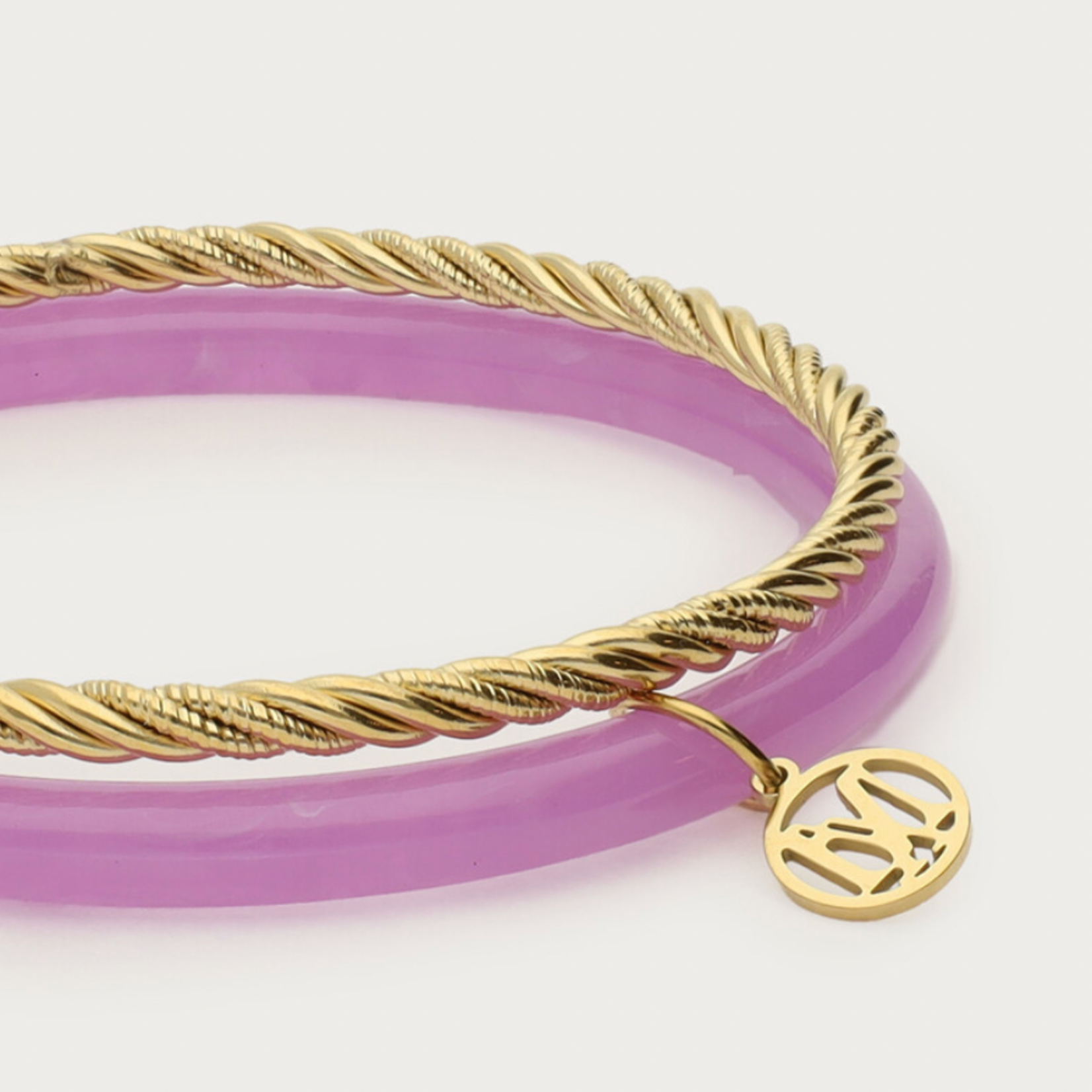 MY JEWELLERY MY JEWELLERY - Paarse met gouden dunne bangle set