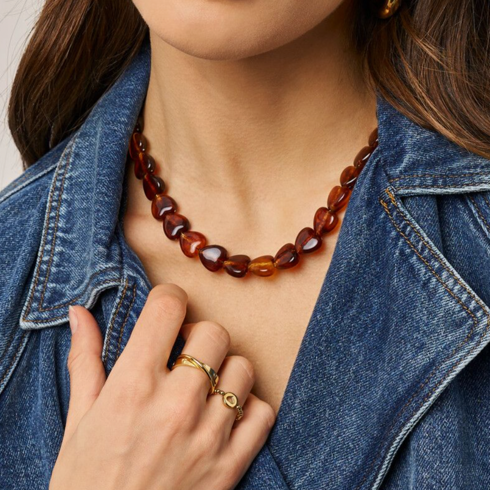 MY JEWELLERY MY JEWELLERY - Bruine smalle hartjes kralenketting