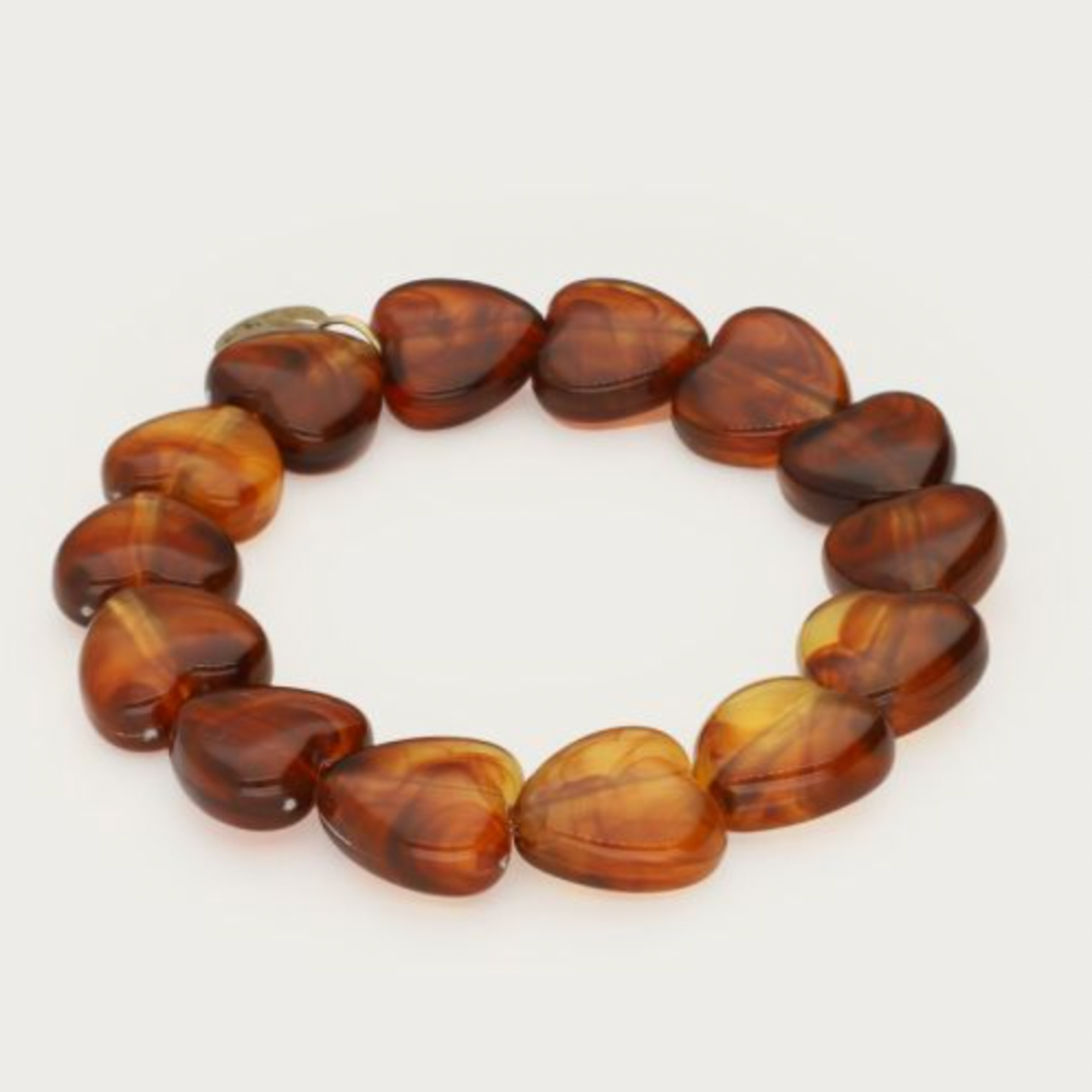 MY JEWELLERY MY JEWELLERY -  Bruine elastieken hartjes kralenarmband