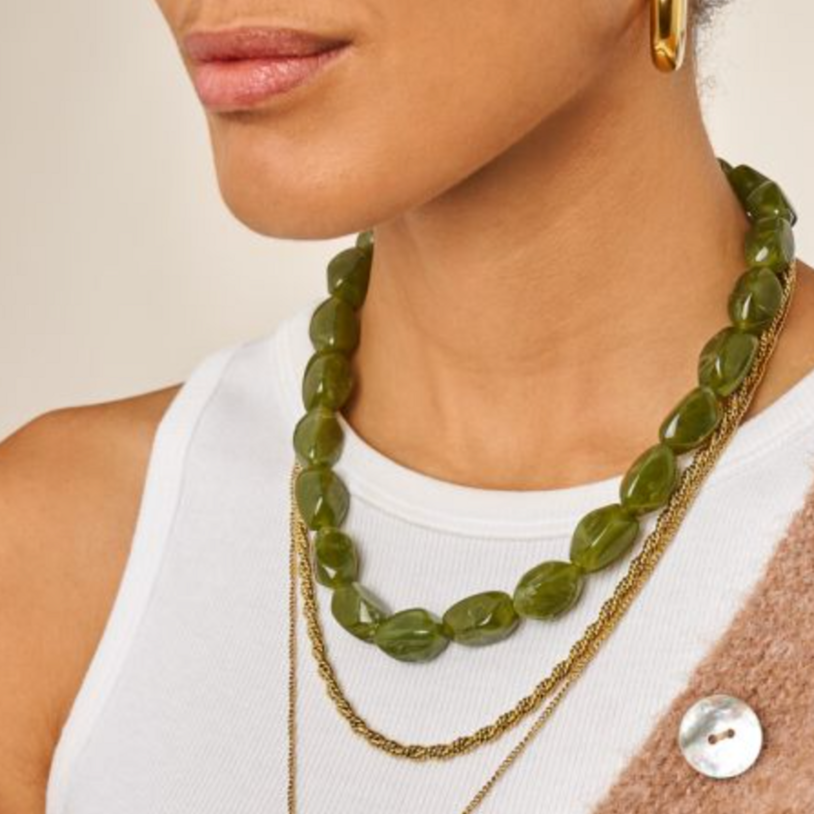 MY JEWELLERY MY JEWELLERY - Groene statement ketting met ovalen kralen